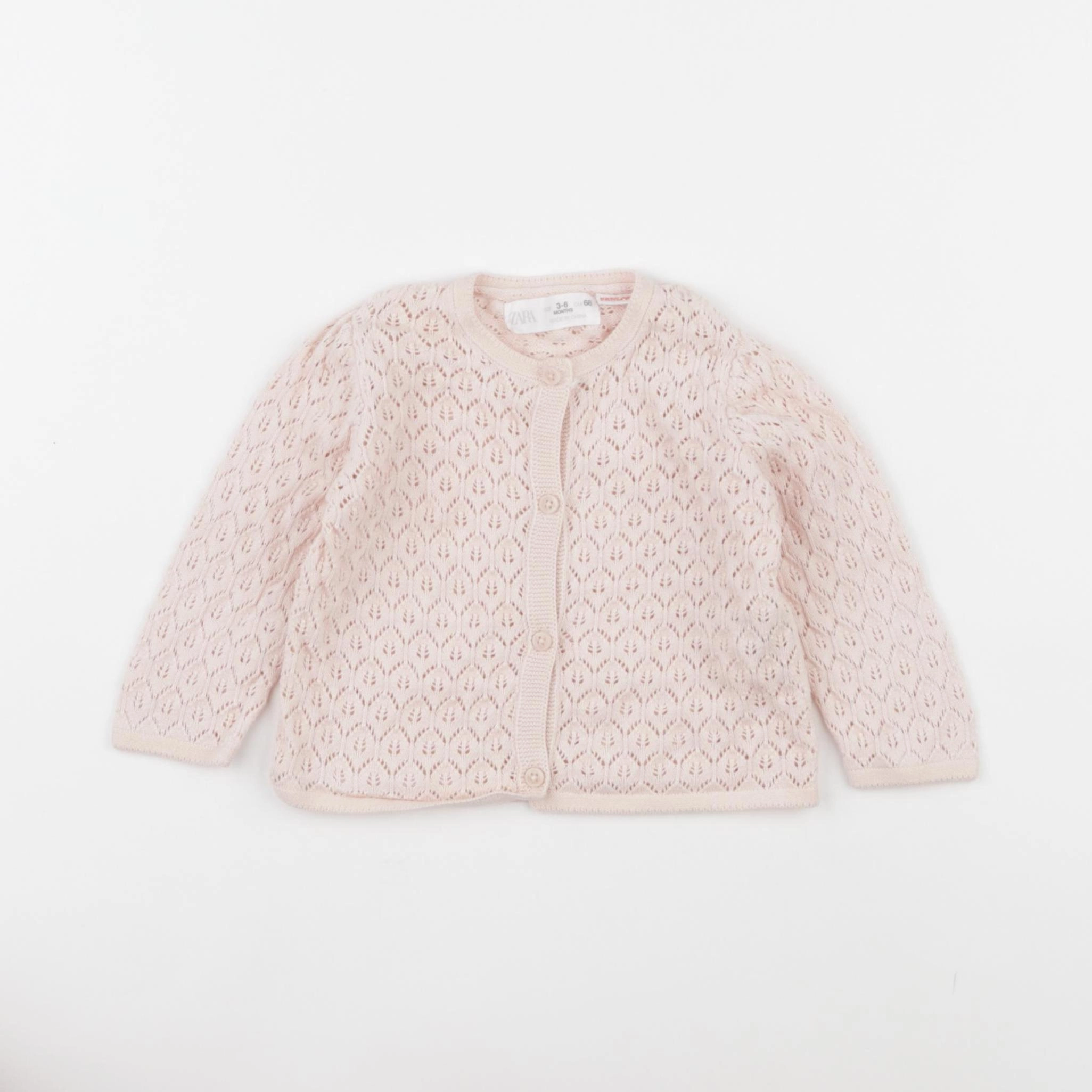 Zara - gilet rose - 3/6 mois