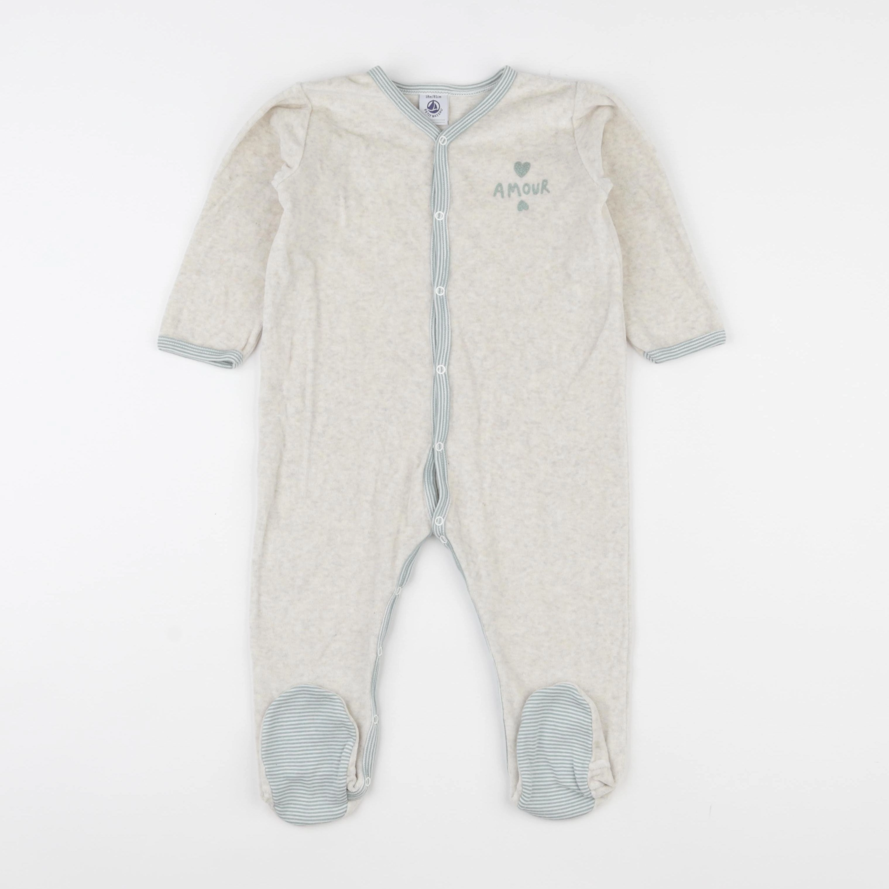 Petit Bateau - pyjama velours beige - 18 mois