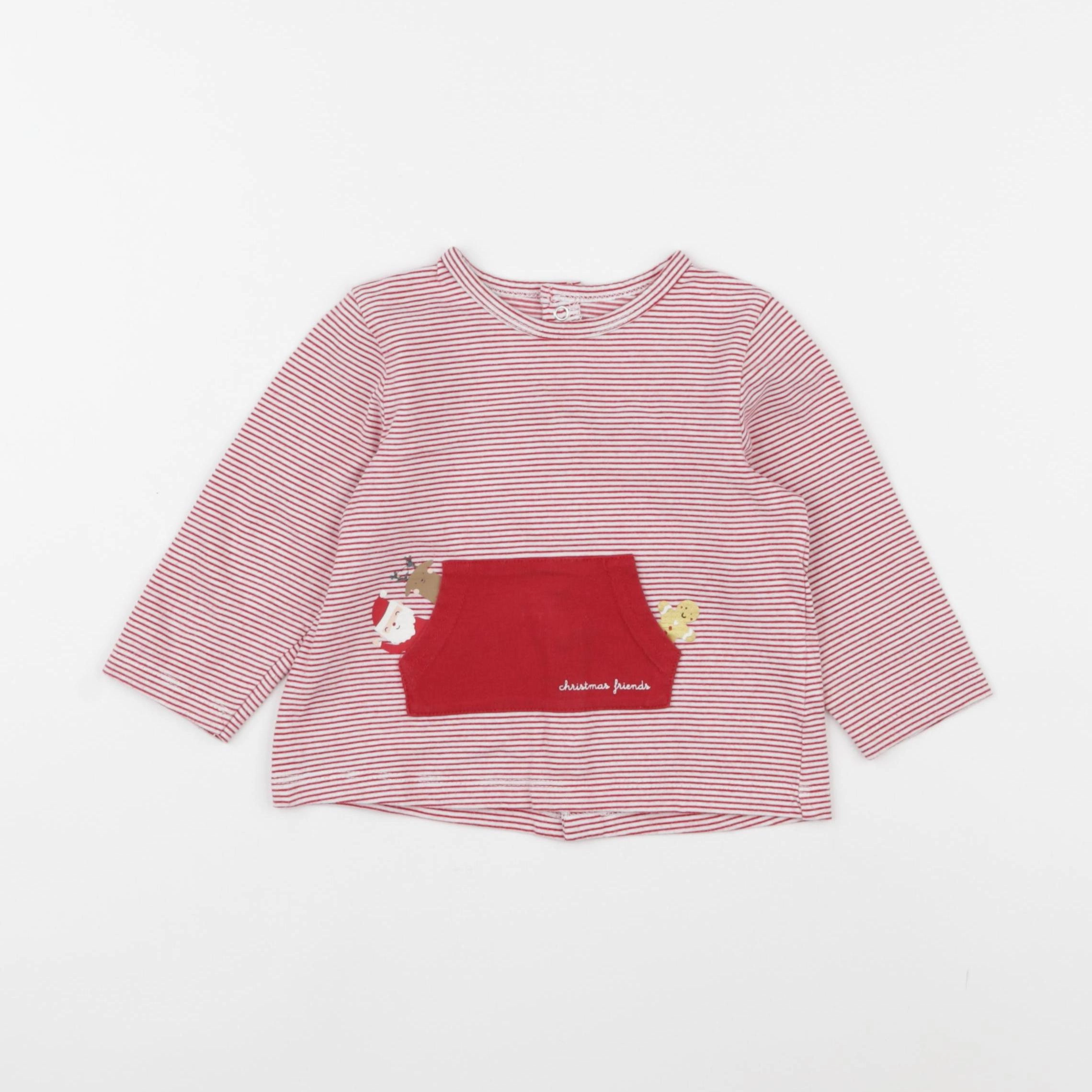 Vertbaudet - tee-shirt blanc, rouge - 12 mois