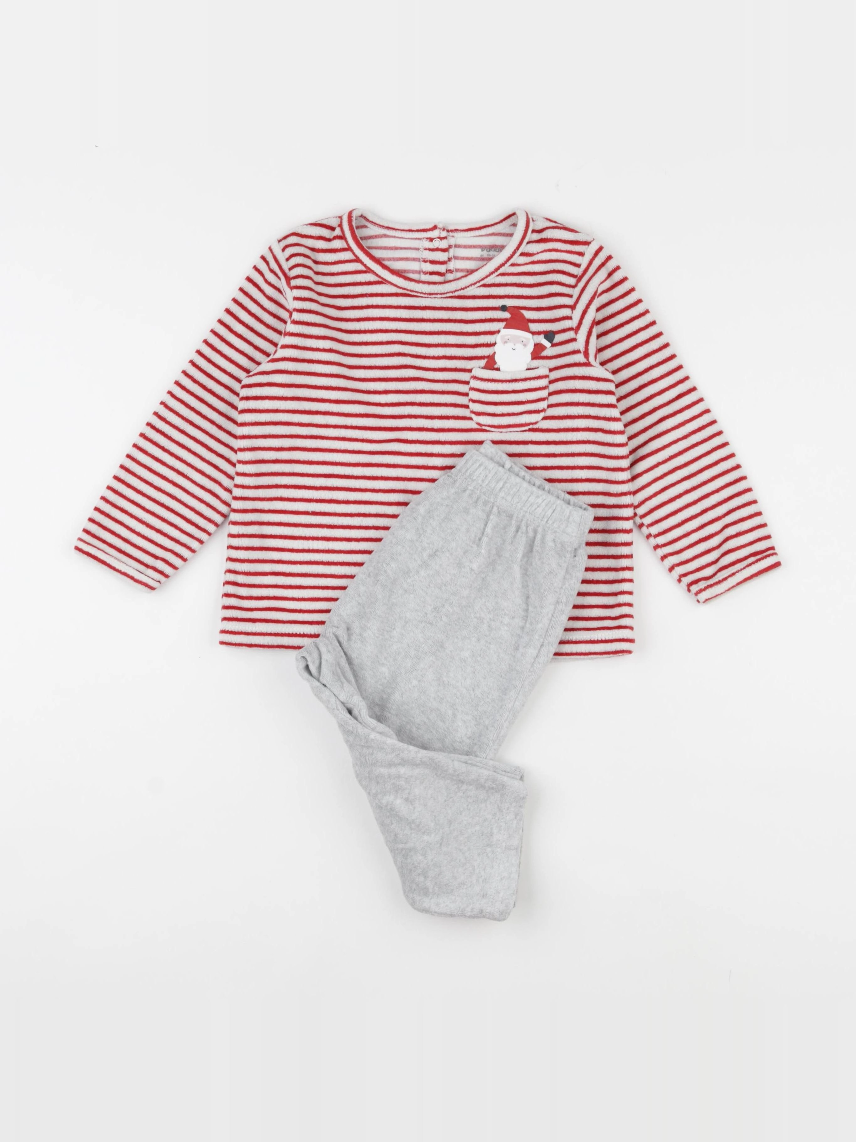 Vertbaudet - pyjama velours blanc, rouge - 2 ans