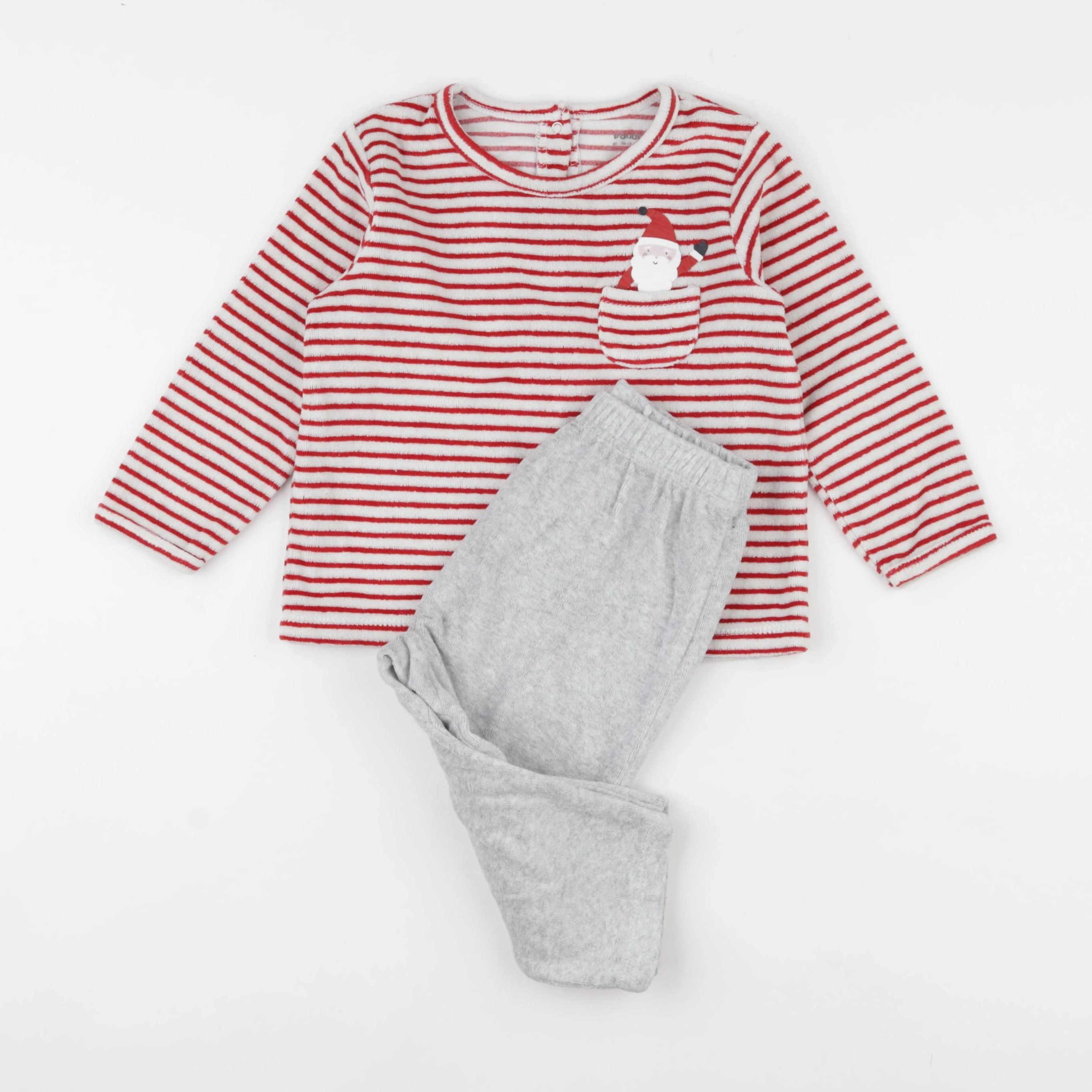 Vertbaudet - pyjama velours blanc, rouge - 2 ans