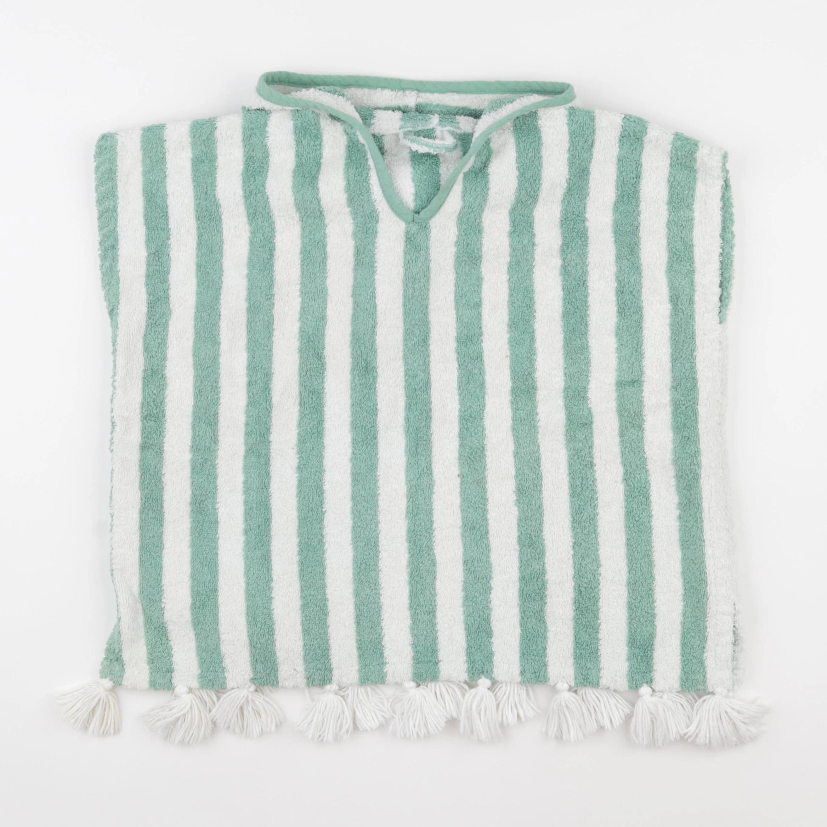 Vertbaudet - cape de bain blanc, vert - 12/18 mois
