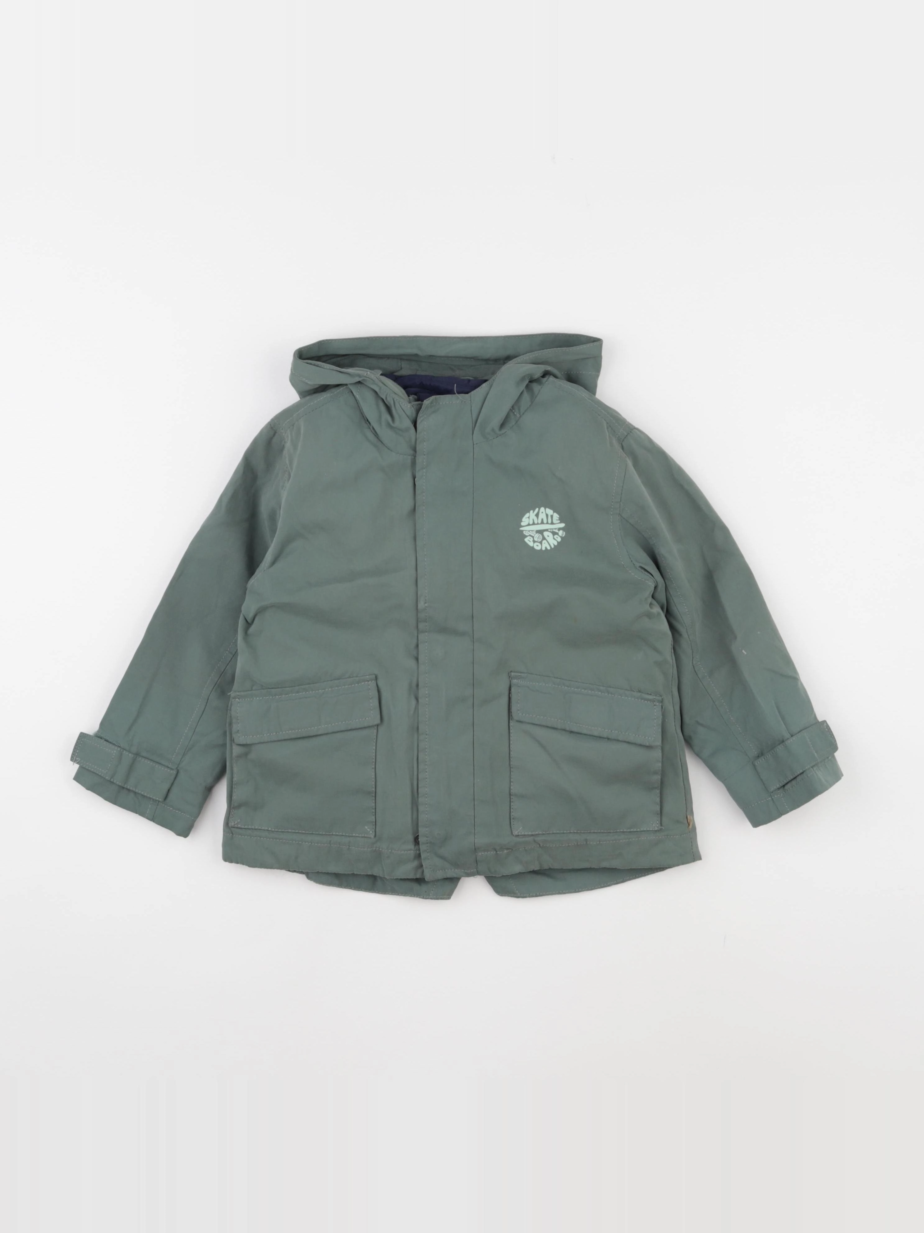 Vertbaudet - manteau doublure amovible vert - 3 ans