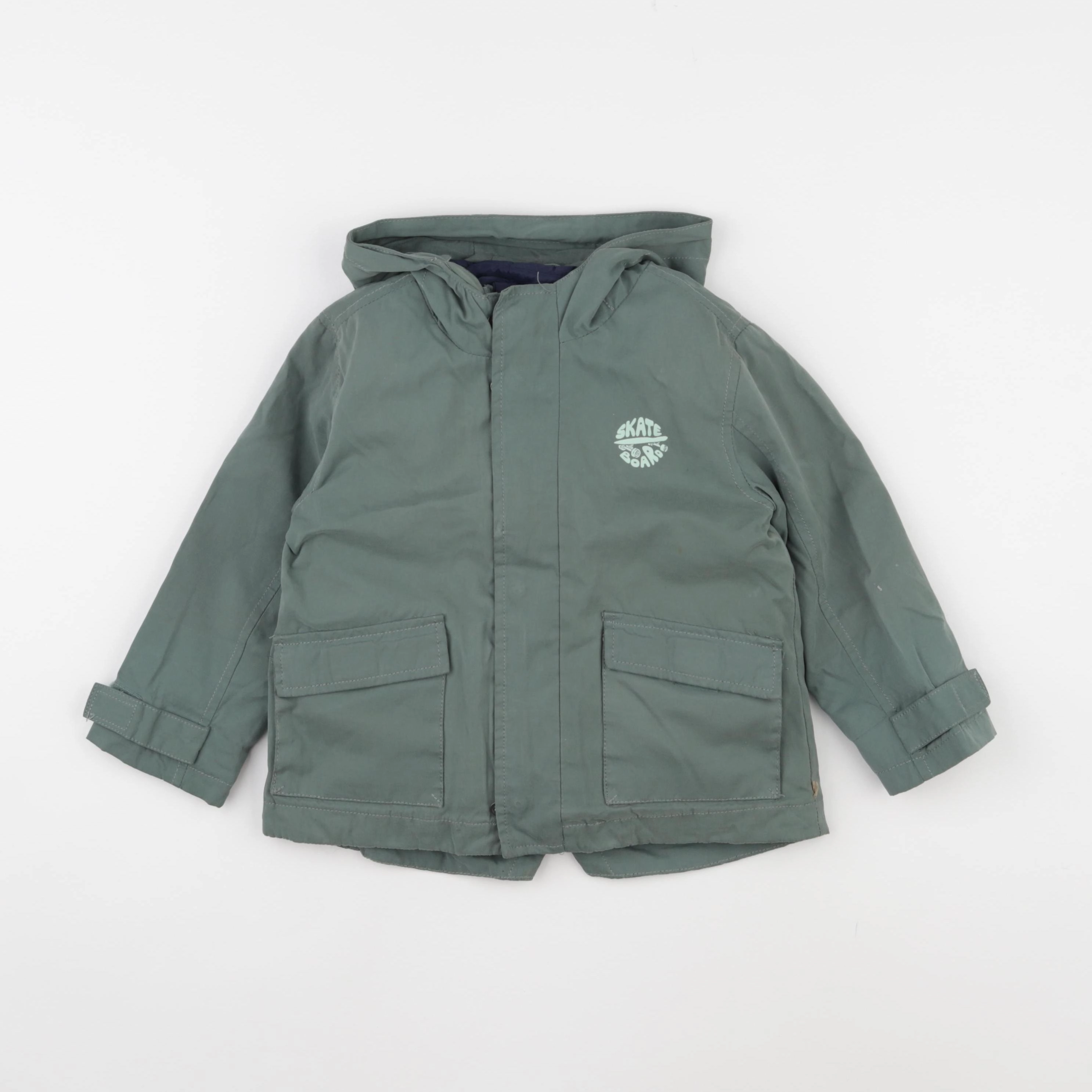 Vertbaudet - manteau doublure amovible vert - 3 ans