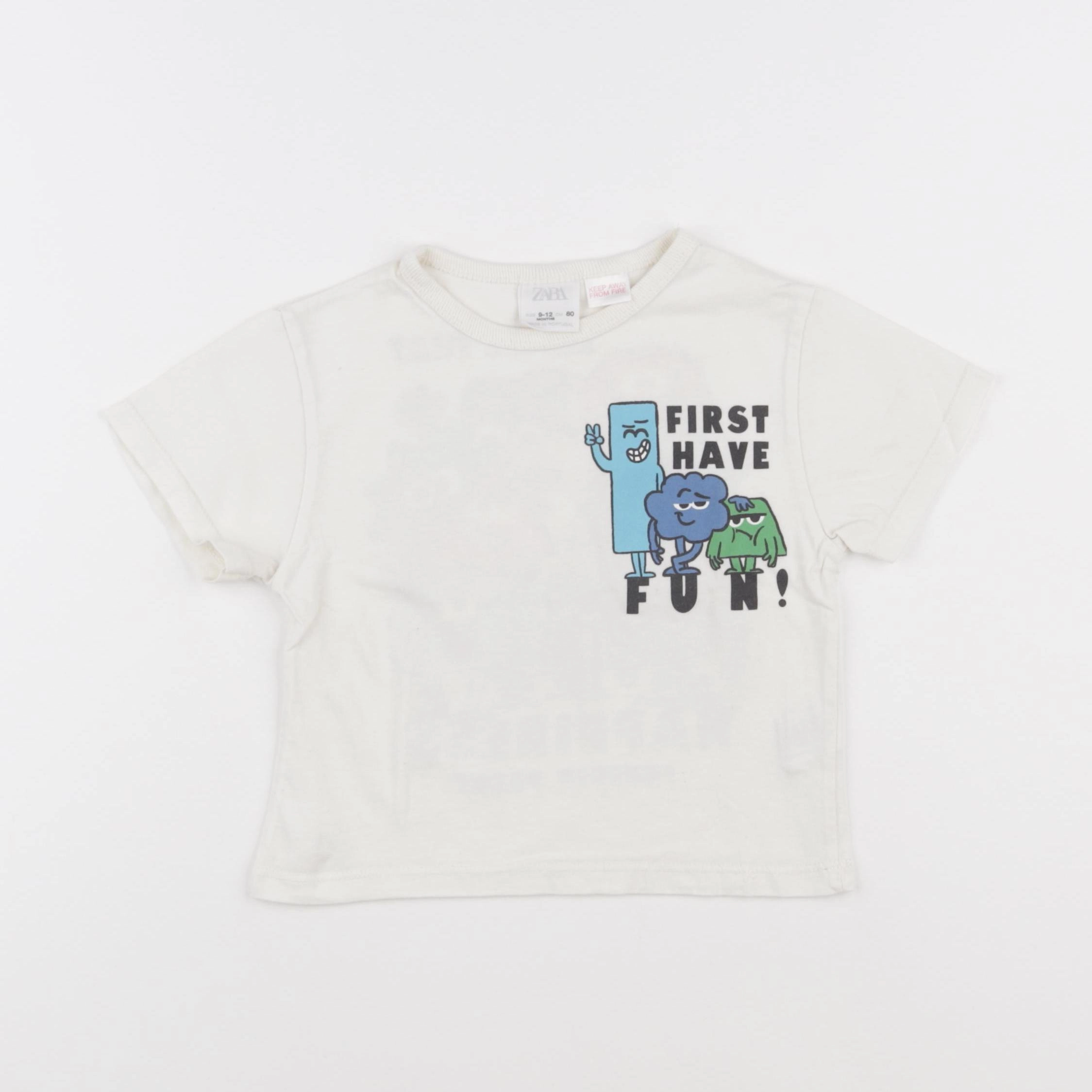 Zara - tee-shirt imprimé au dos beige - 9/12 mois