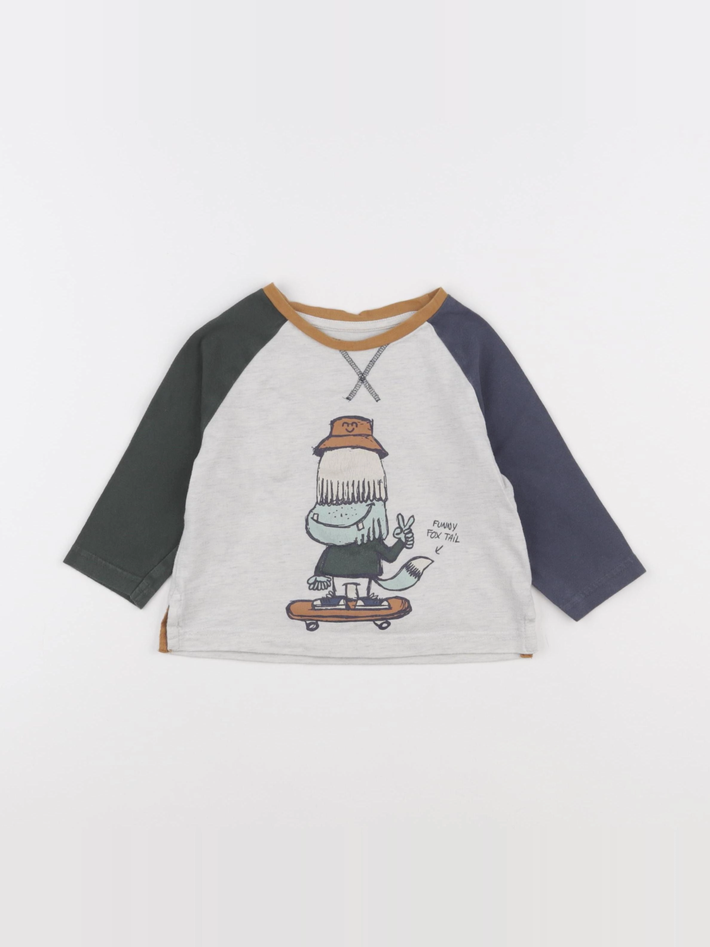 Vertbaudet - tee-shirt bleu, gris - 2 ans