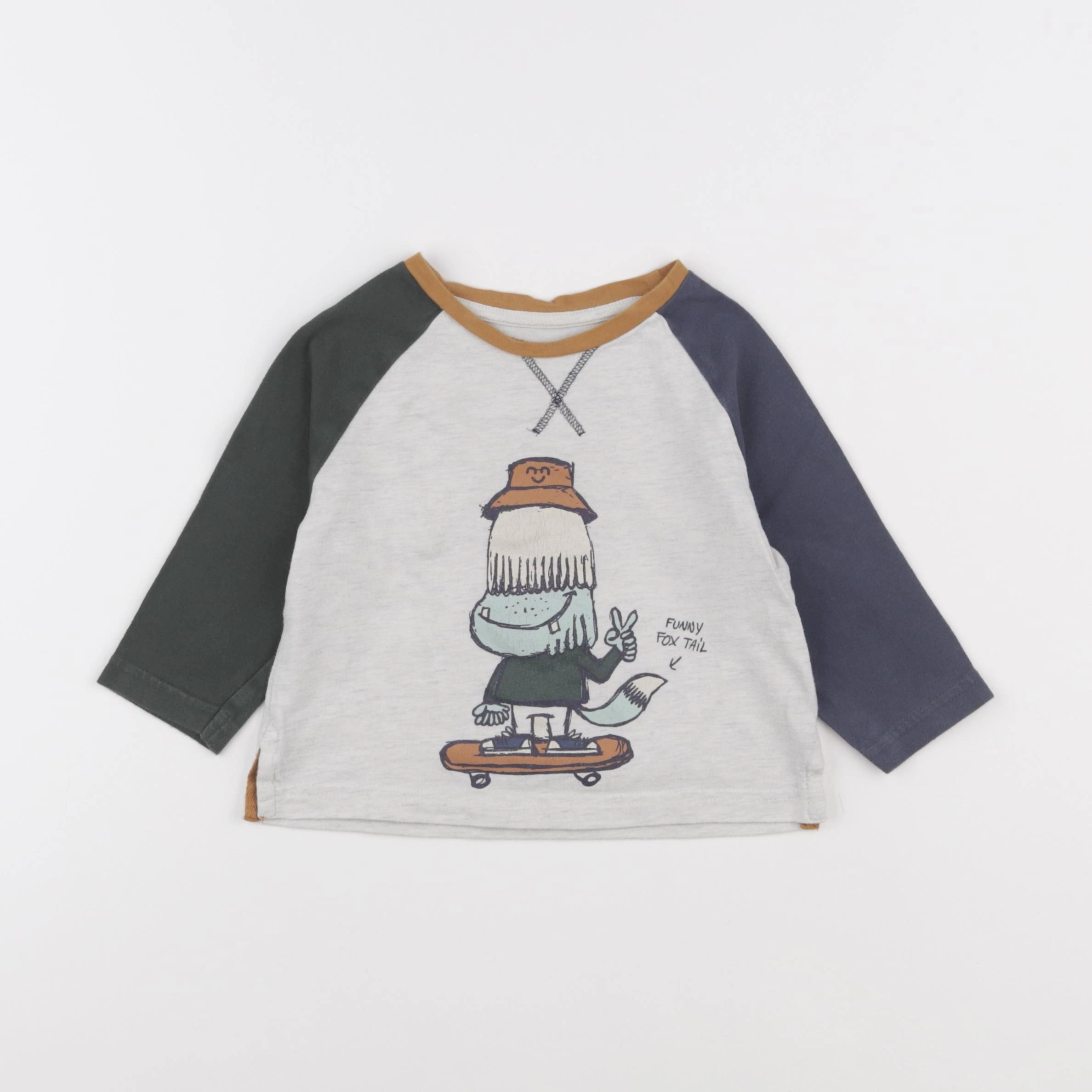 Vertbaudet - tee-shirt bleu, gris - 2 ans