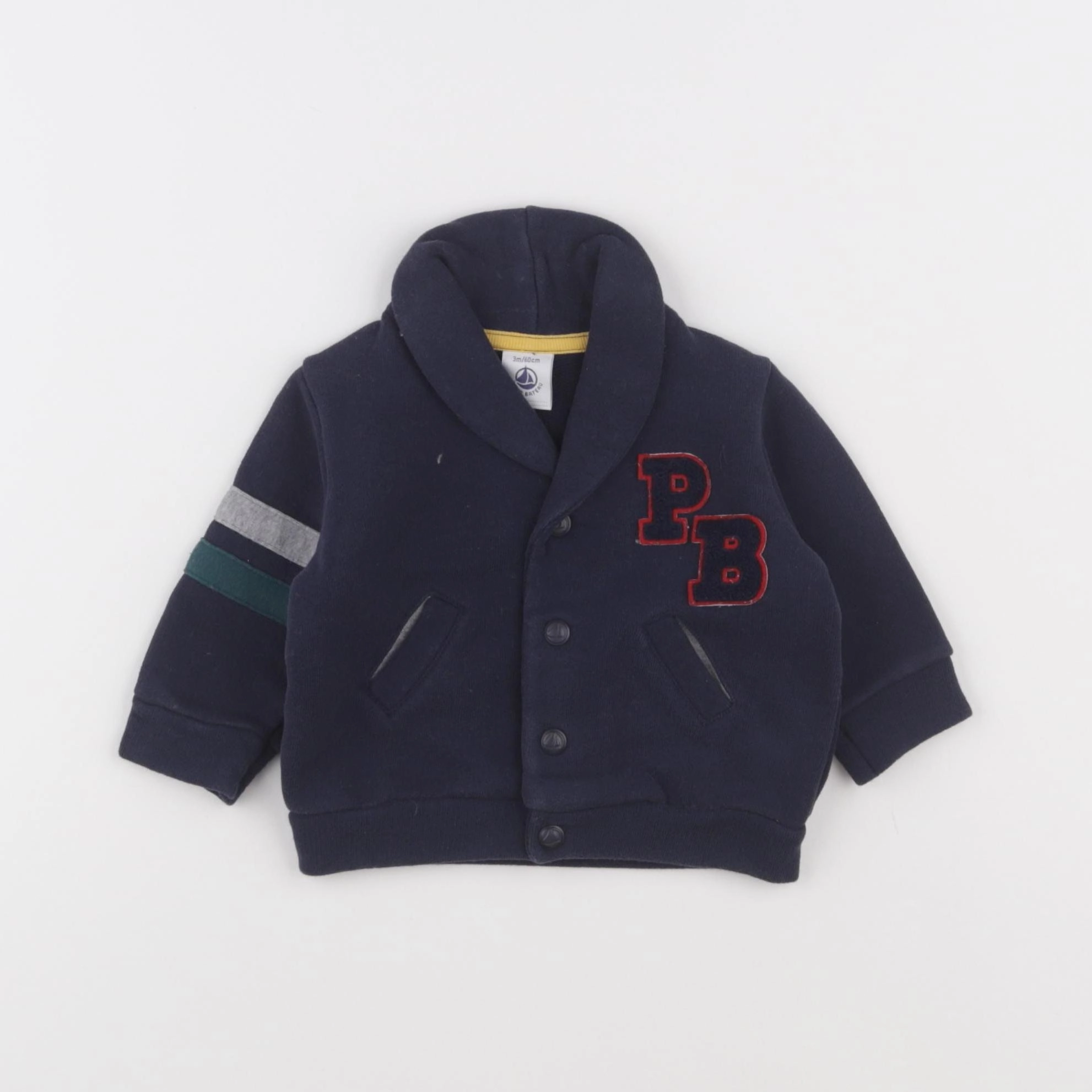 Petit Bateau - sweat bleu - 3 mois