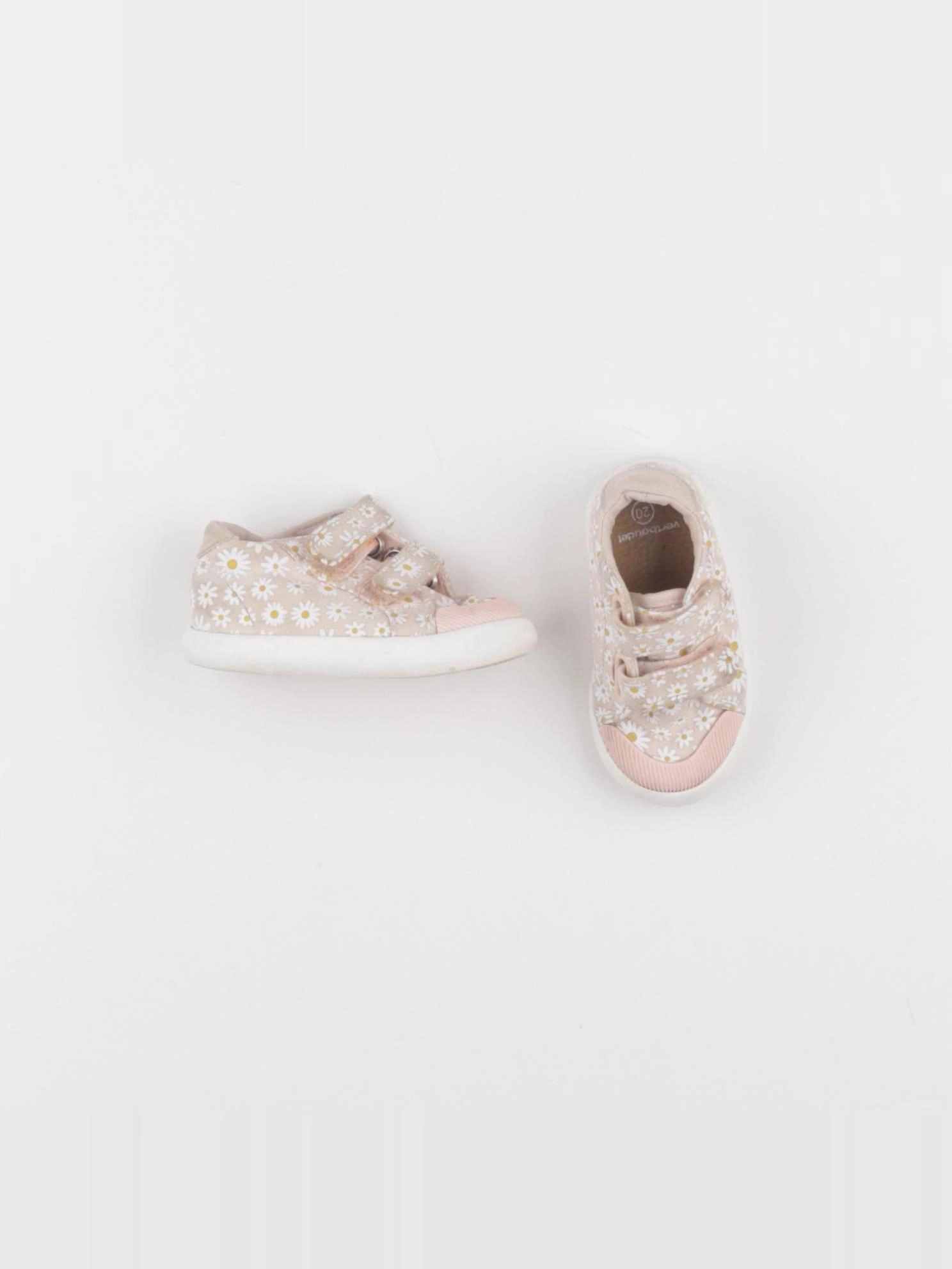 Vertbaudet - tennis à scratch/ lacets rose - pointure 20
