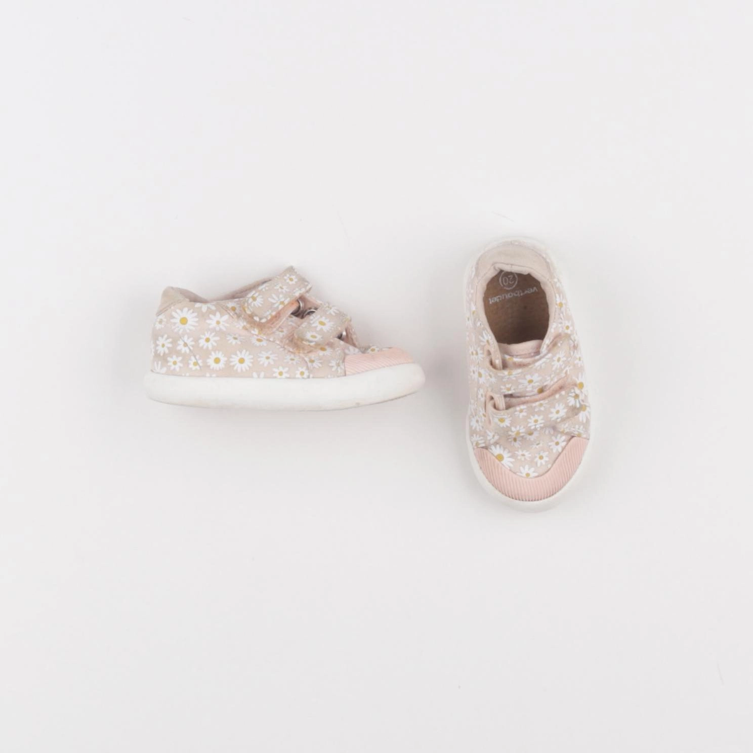 Vertbaudet - tennis à scratch/ lacets rose - pointure 20
