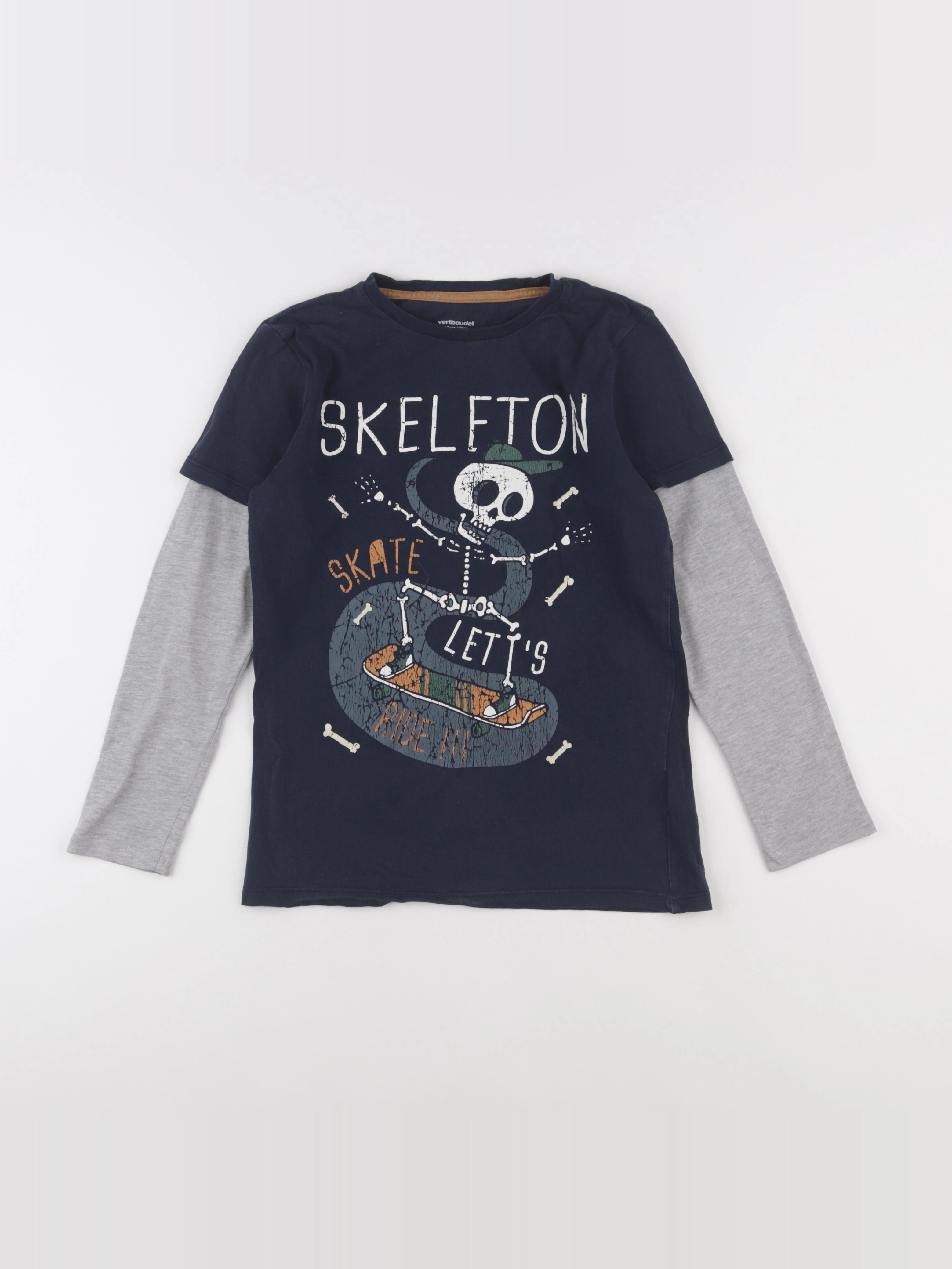 Vertbaudet - tee-shirt bleu, gris - 10 ans