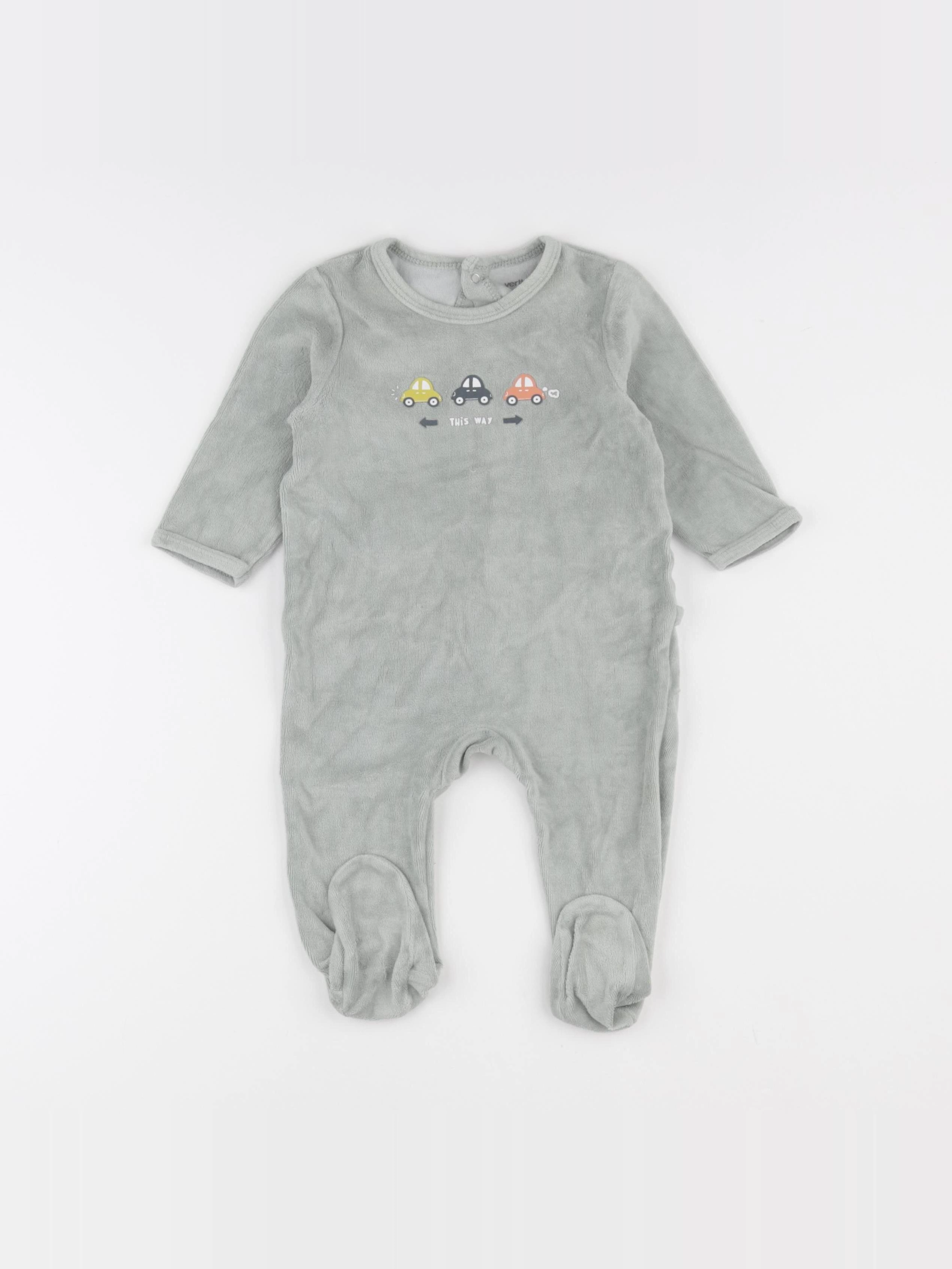 Vertbaudet - pyjama velours vert - 6 mois