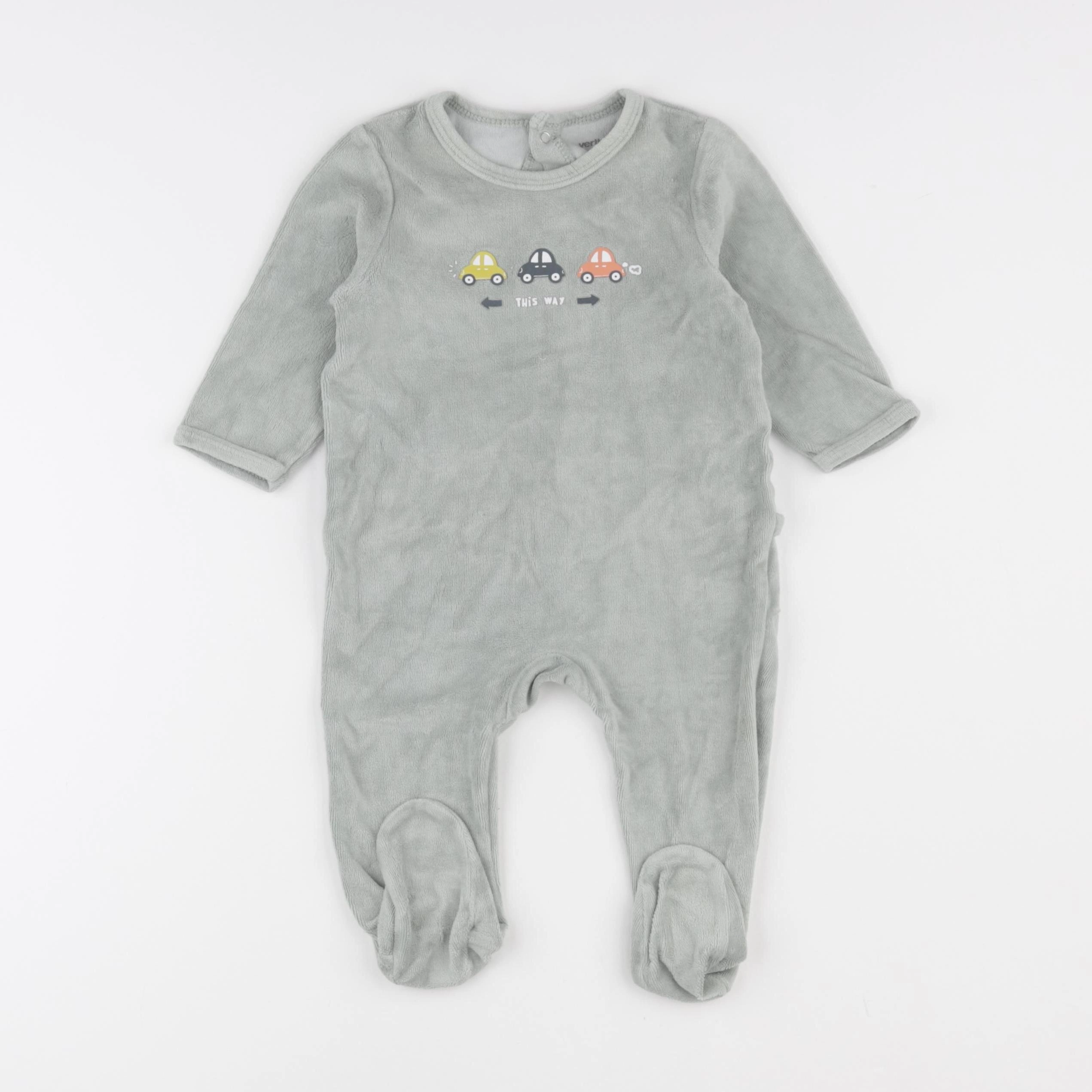 Vertbaudet - pyjama velours vert - 6 mois