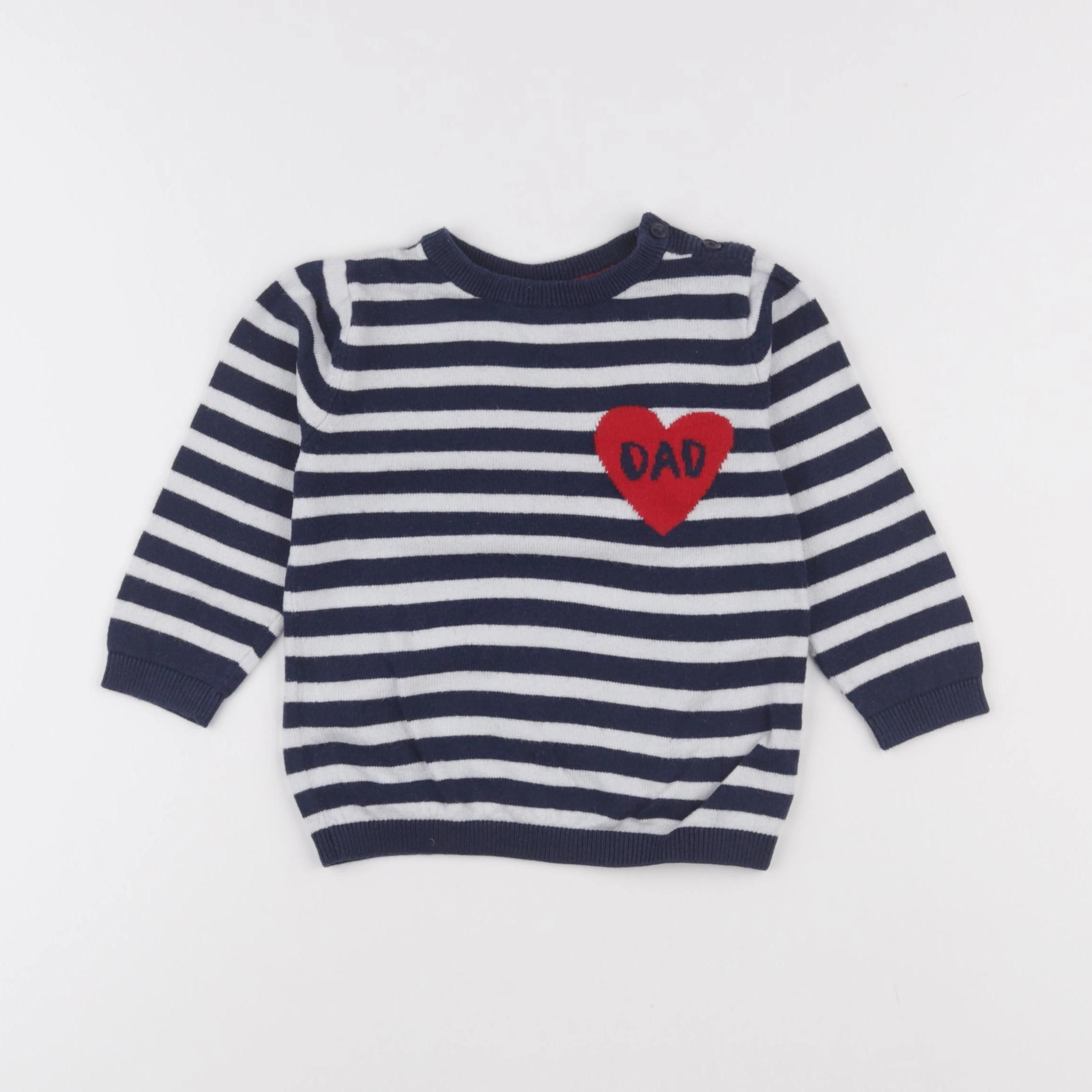H&M - pull bleu, blanc - 9/12 mois