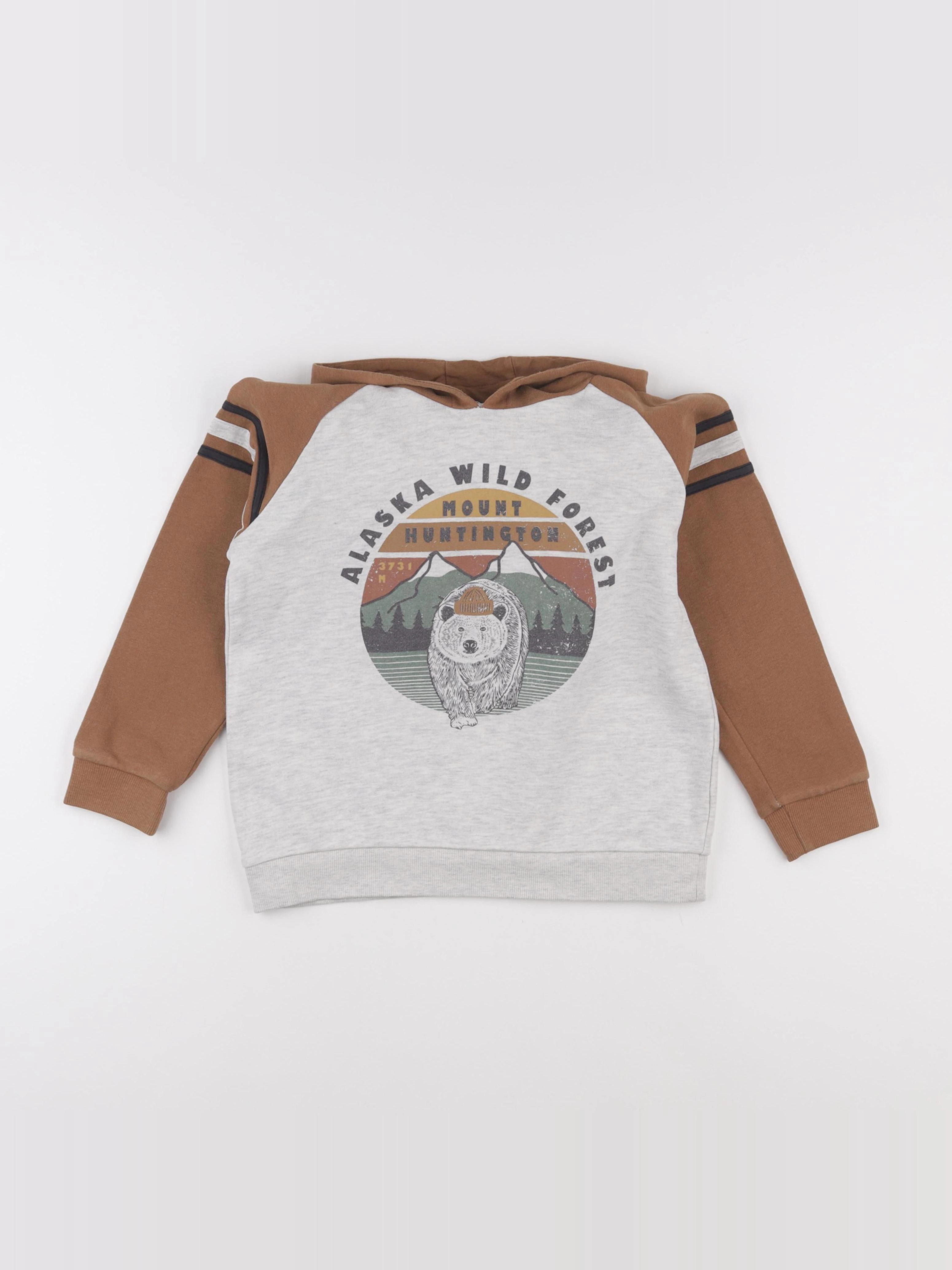 Vertbaudet - sweat gris, marron - 10 ans