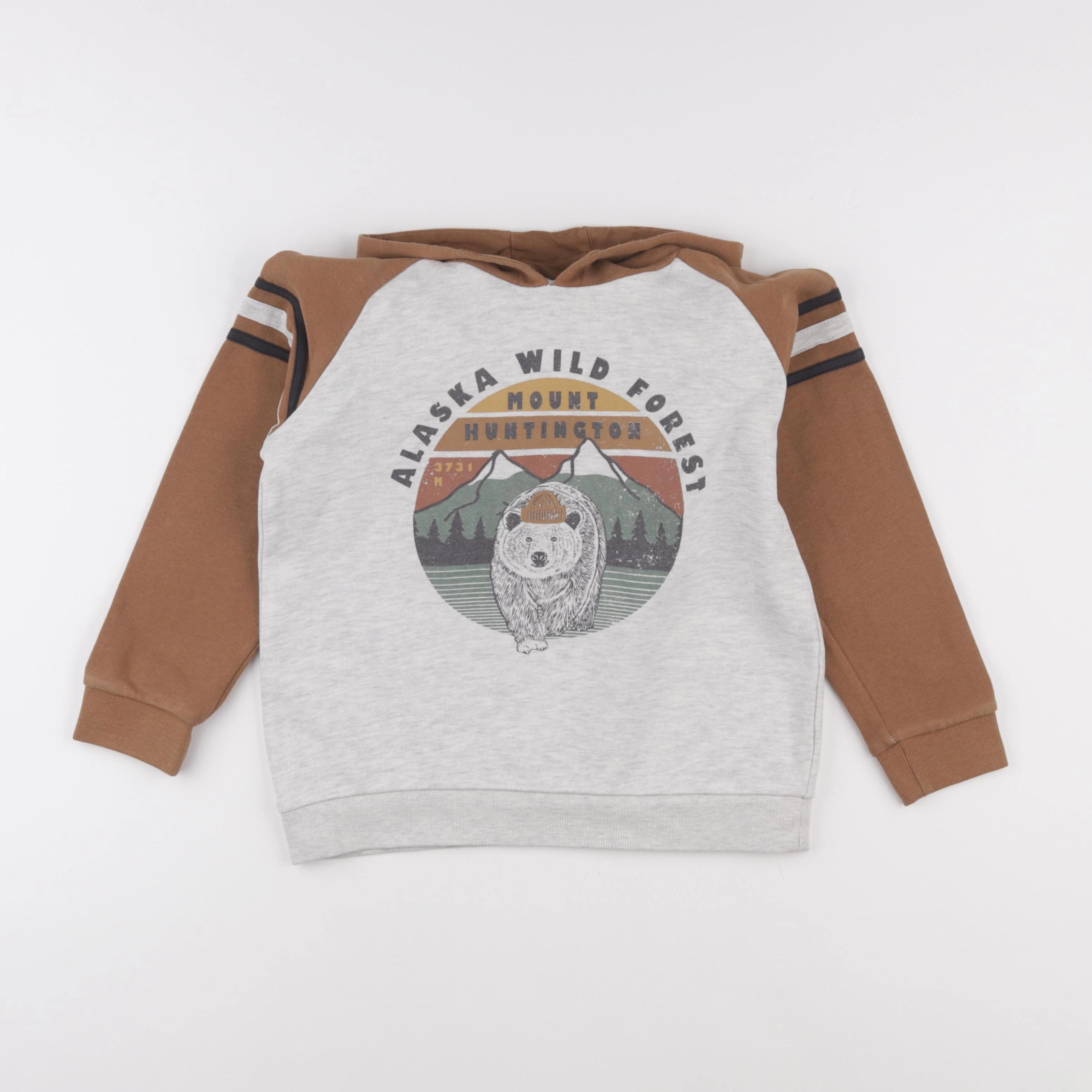 Vertbaudet - sweat gris, marron - 10 ans