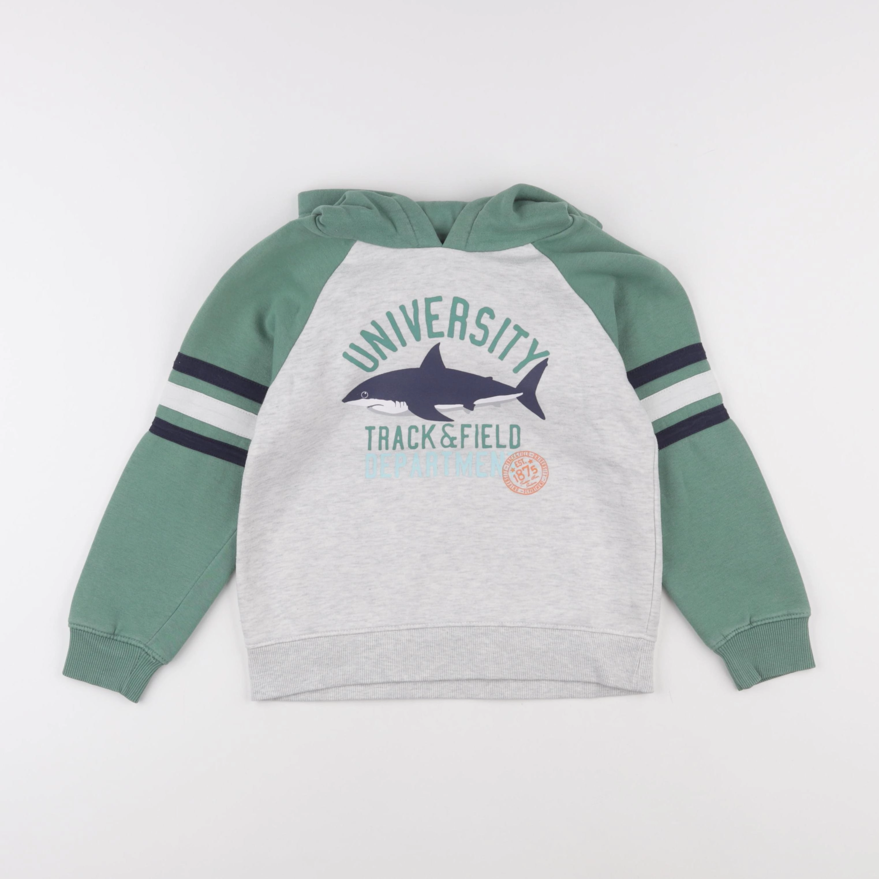 Vertbaudet - sweat gris, vert - 8 ans