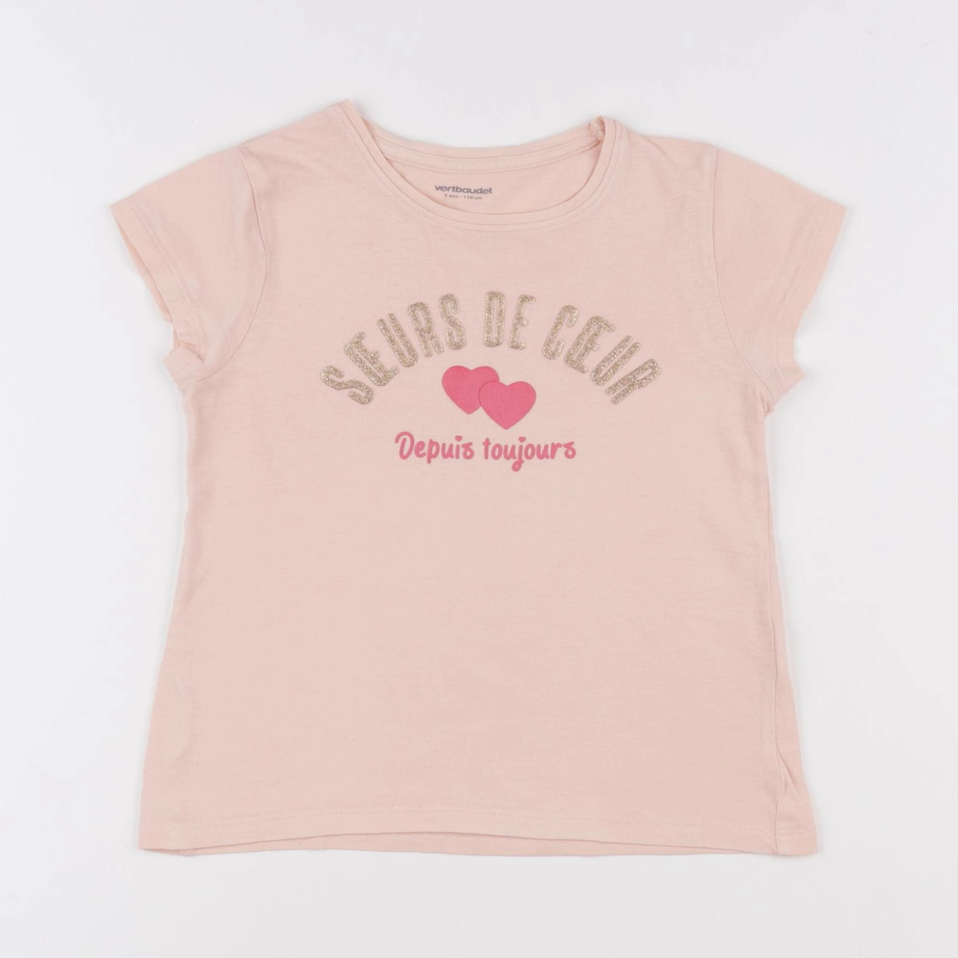 Vertbaudet - tee-shirt rose - 5 ans