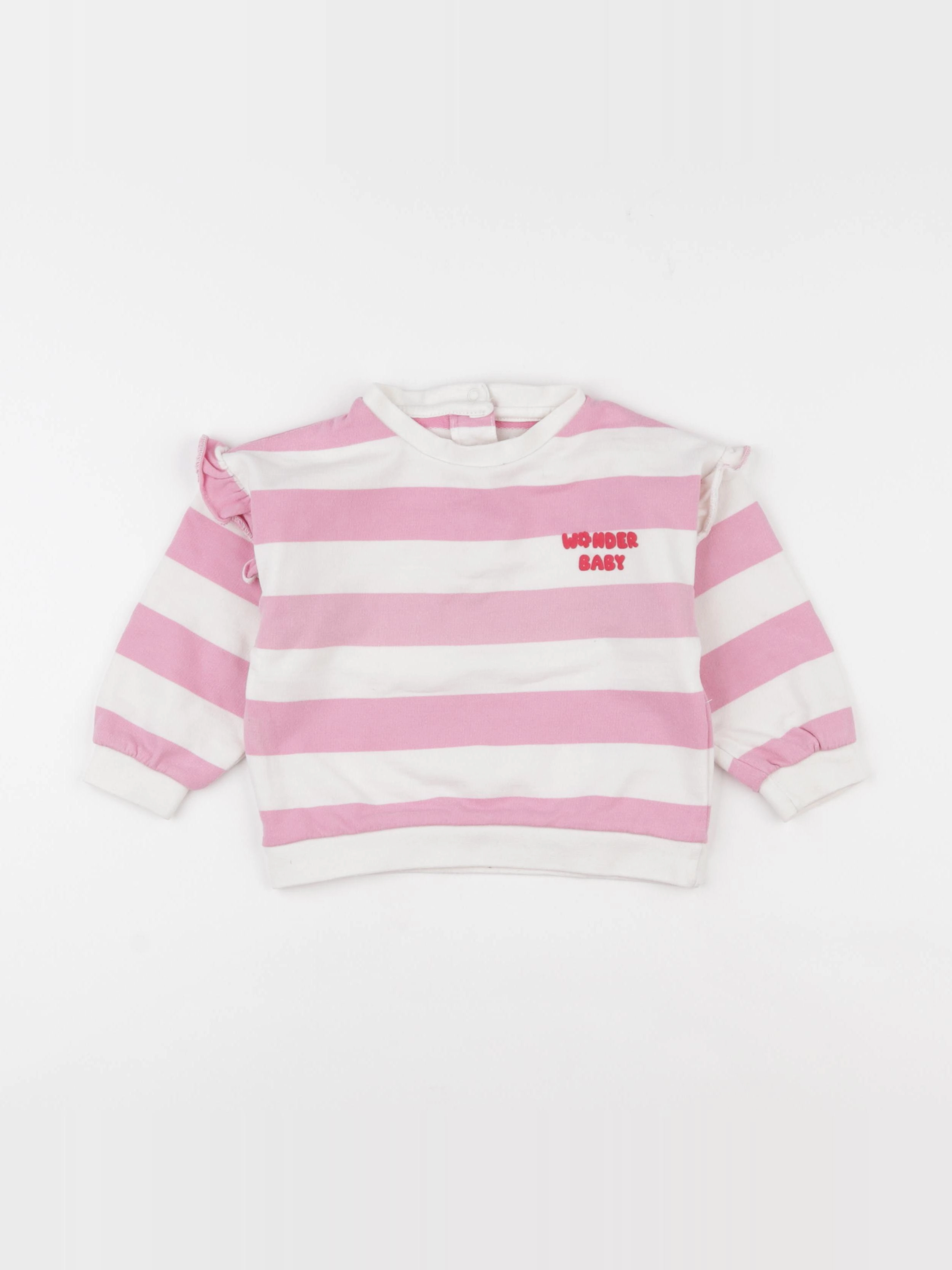 Vertbaudet - sweat blanc, rose - 18 mois