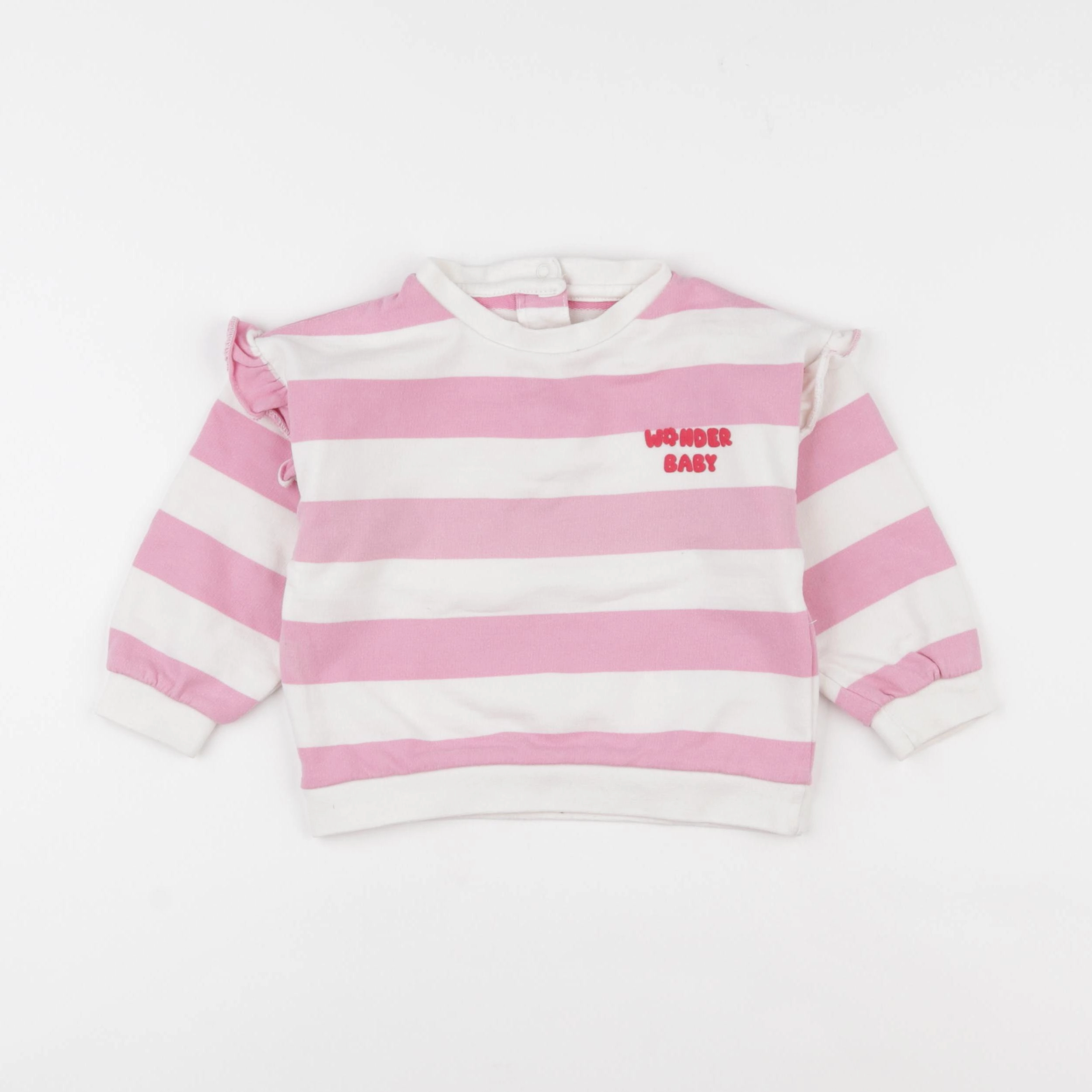 Vertbaudet - sweat blanc, rose - 18 mois