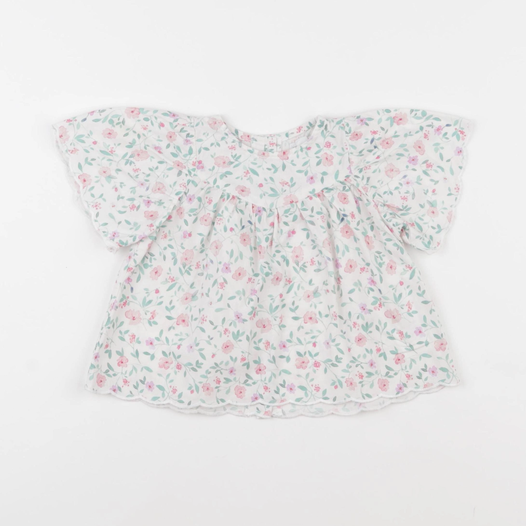 Vertbaudet - blouse rose, vert - 9 mois