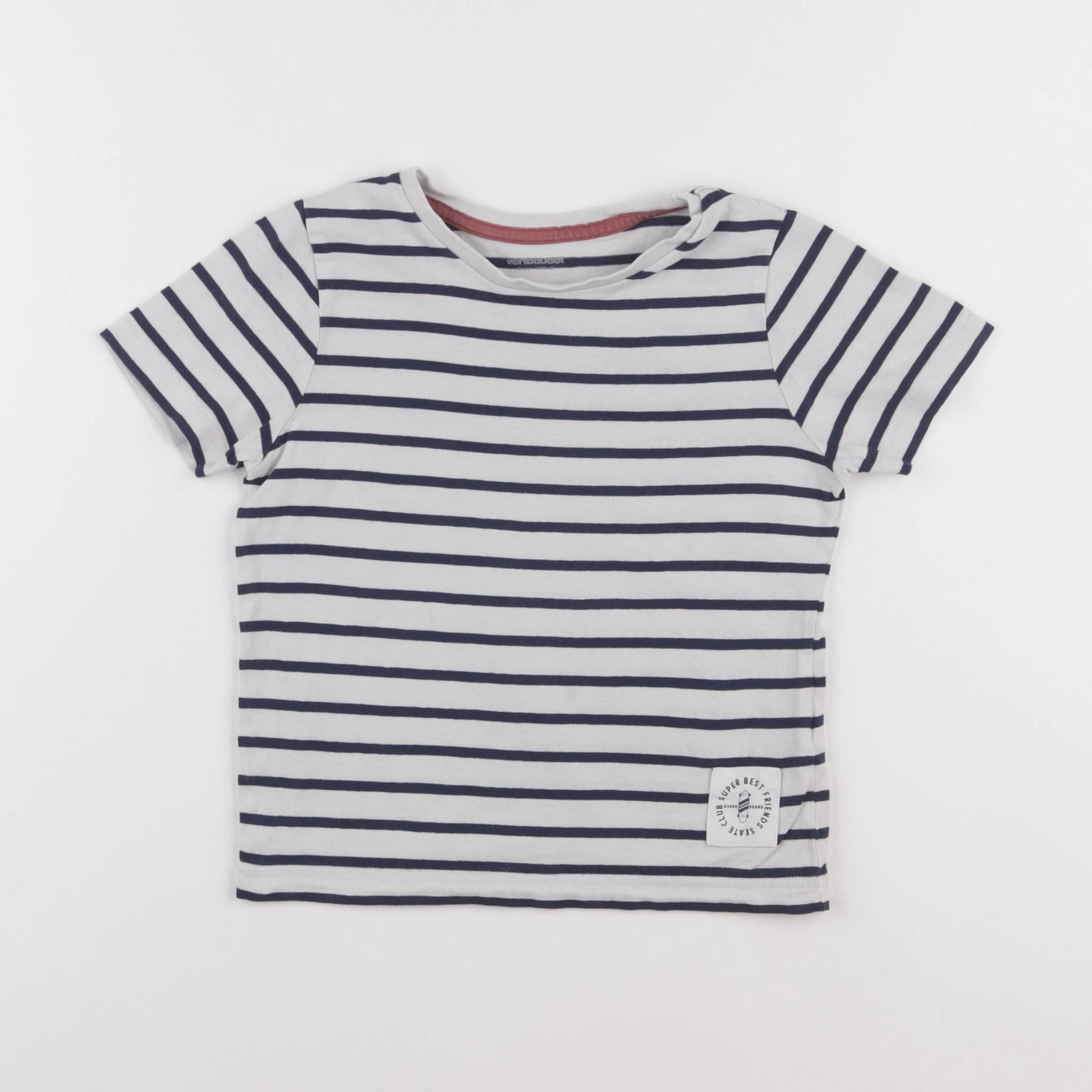 Vertbaudet - tee-shirt blanc, bleu - 5 ans