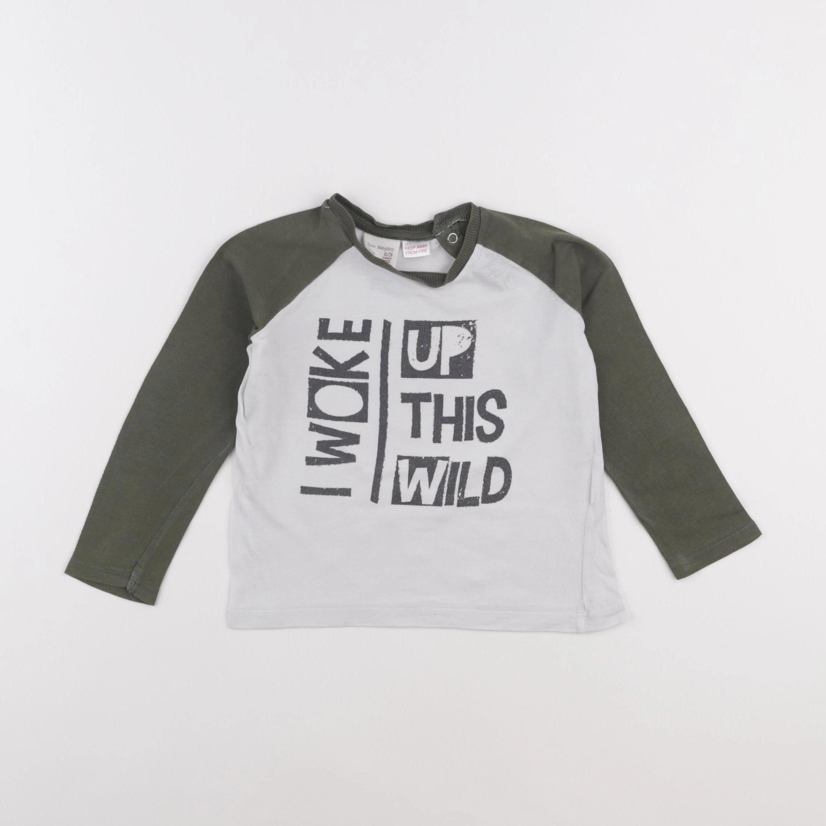 Zara - tee-shirt blanc, vert - 2/3 ans