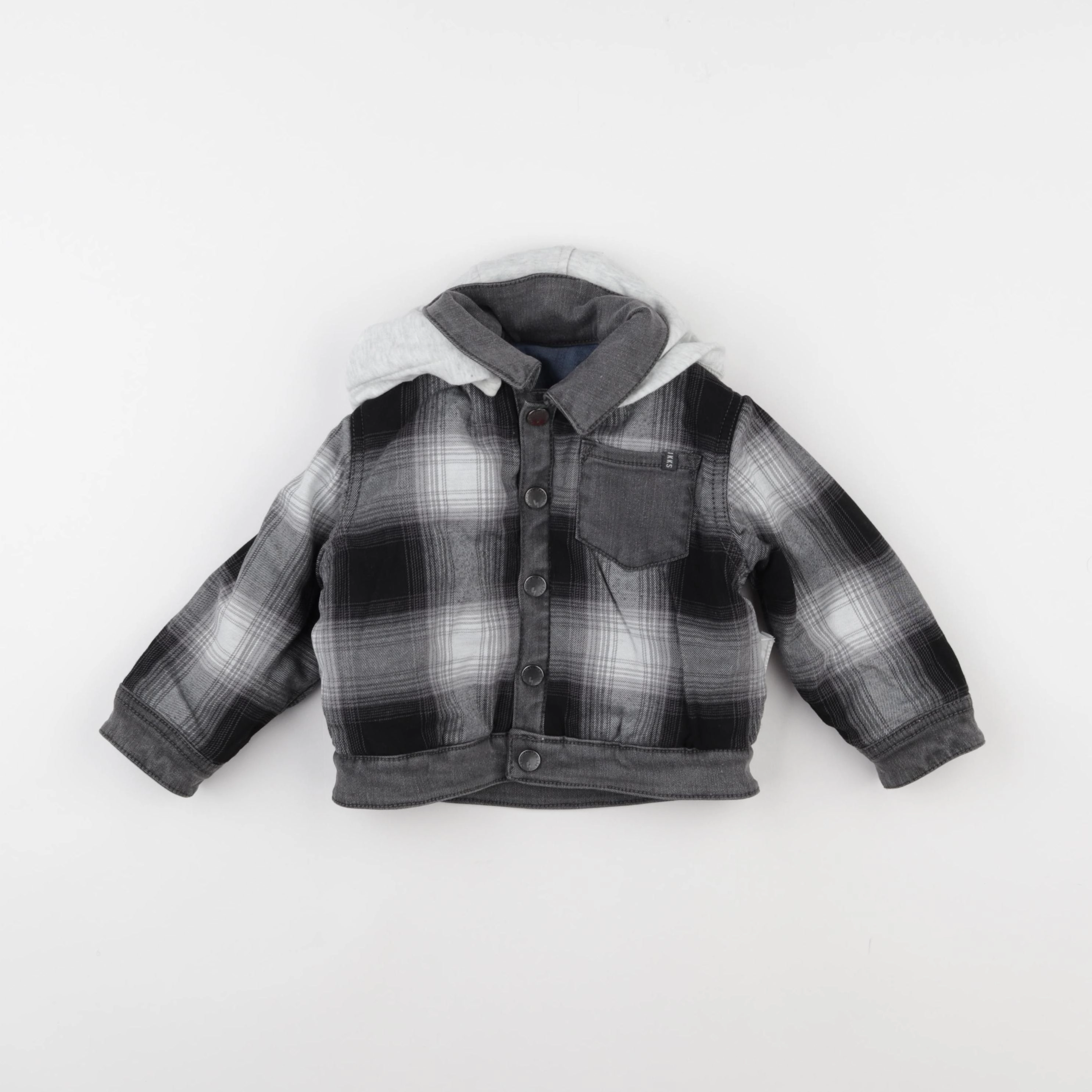 IKKS - veste réversible bleu, gris - 2 ans