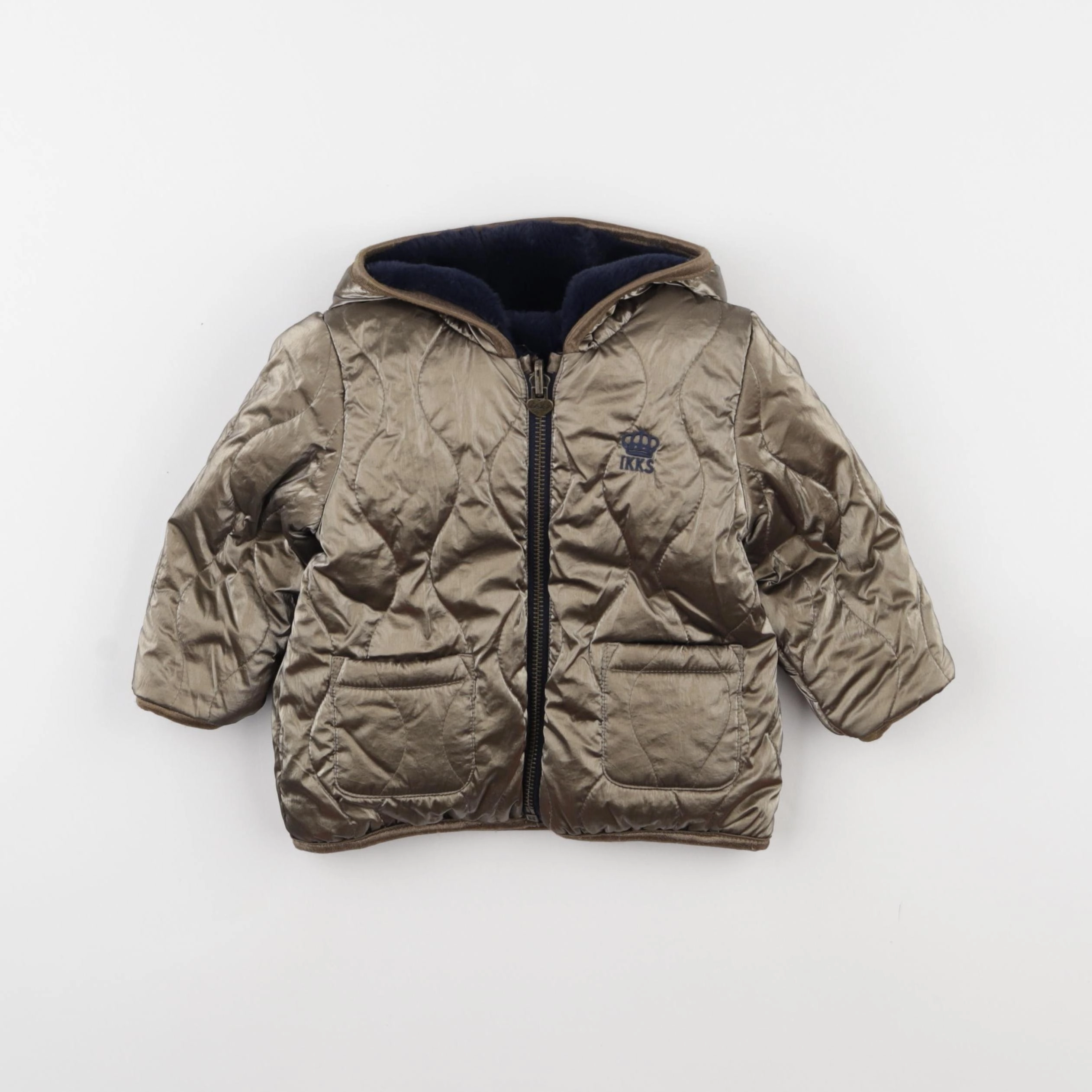 IKKS - doudoune réversible bronze, bleu - 12 mois