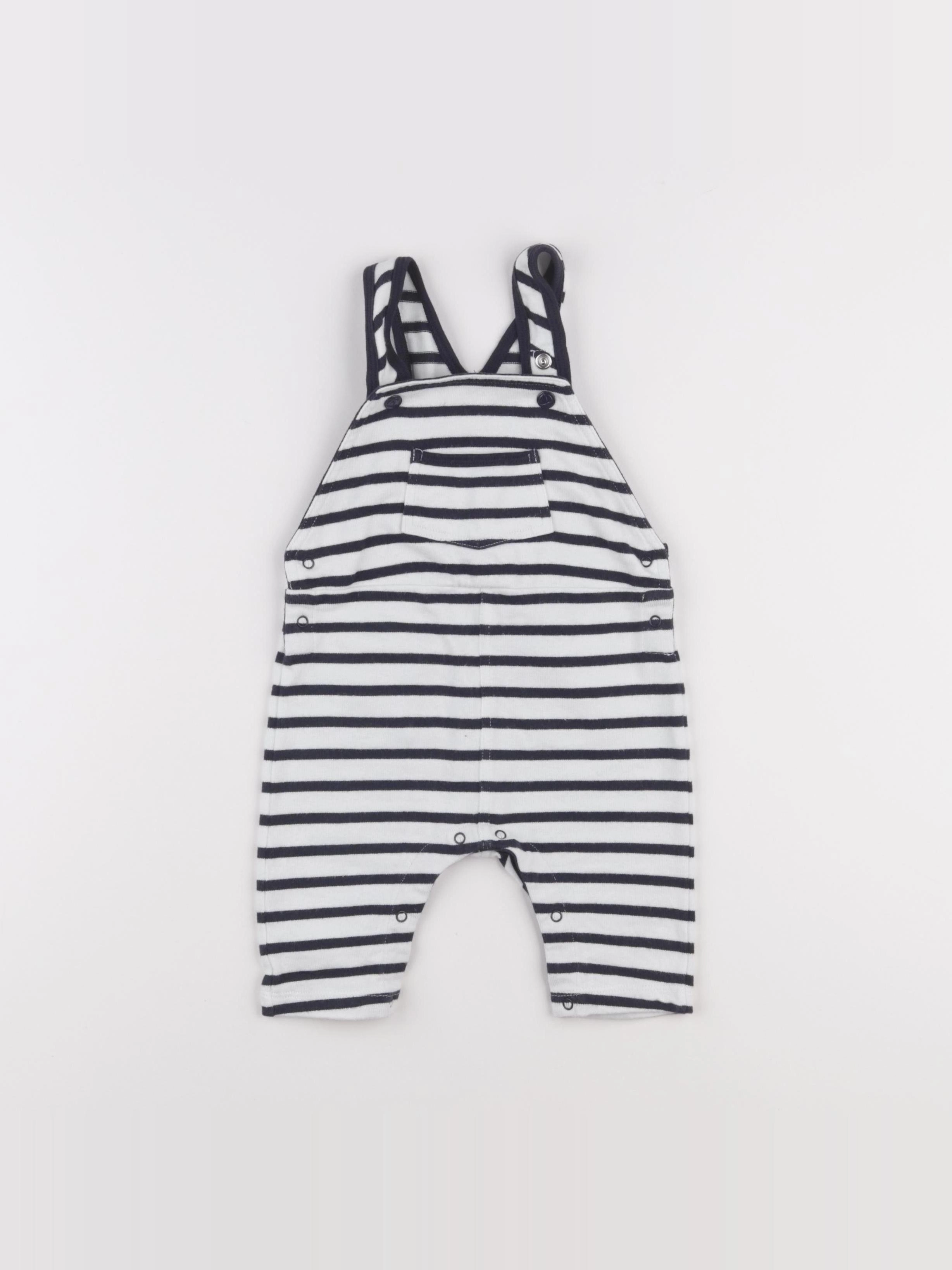 Petit Bateau - salopette blanc, bleu - 6 mois