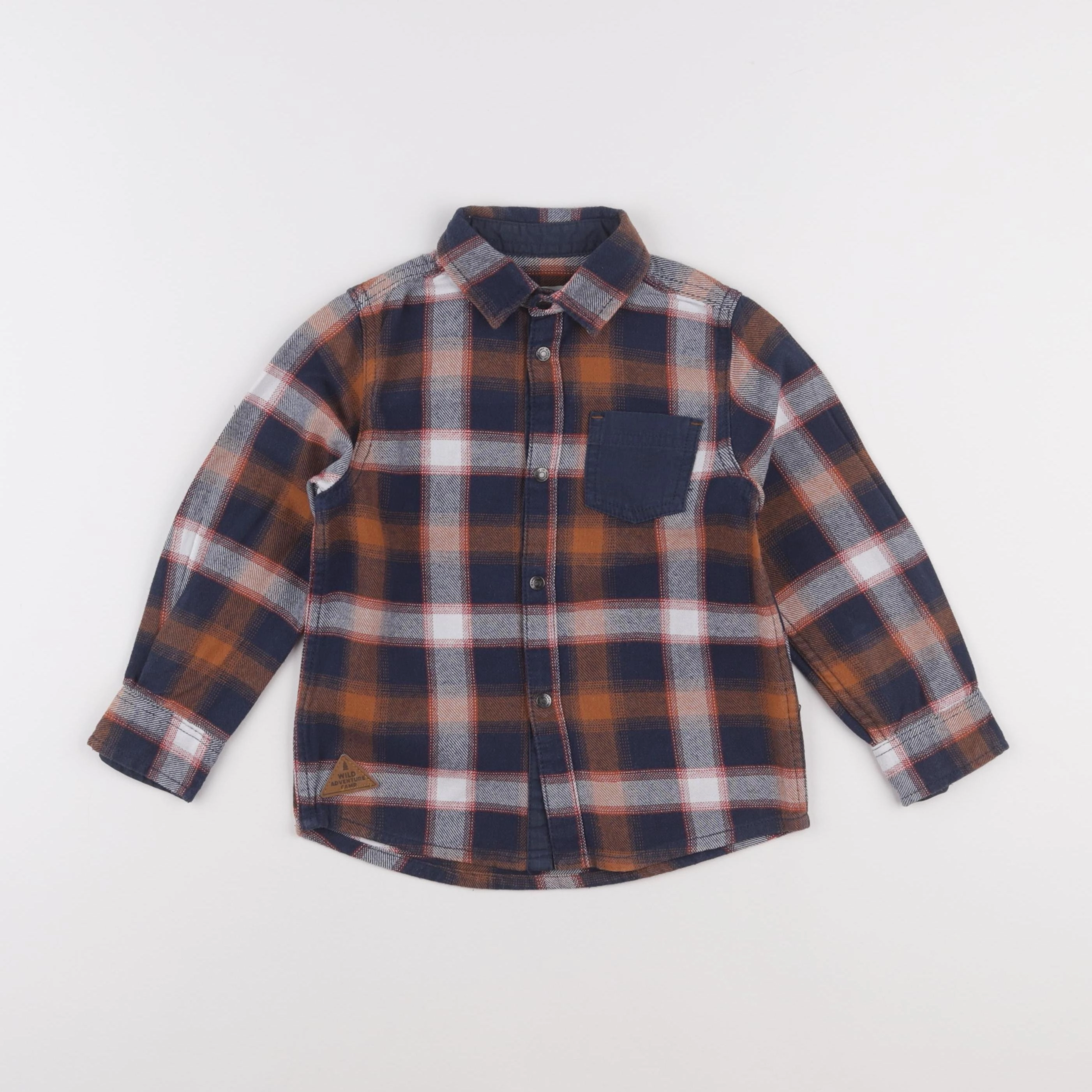 Vertbaudet - chemise bleu, orange - 5 ans