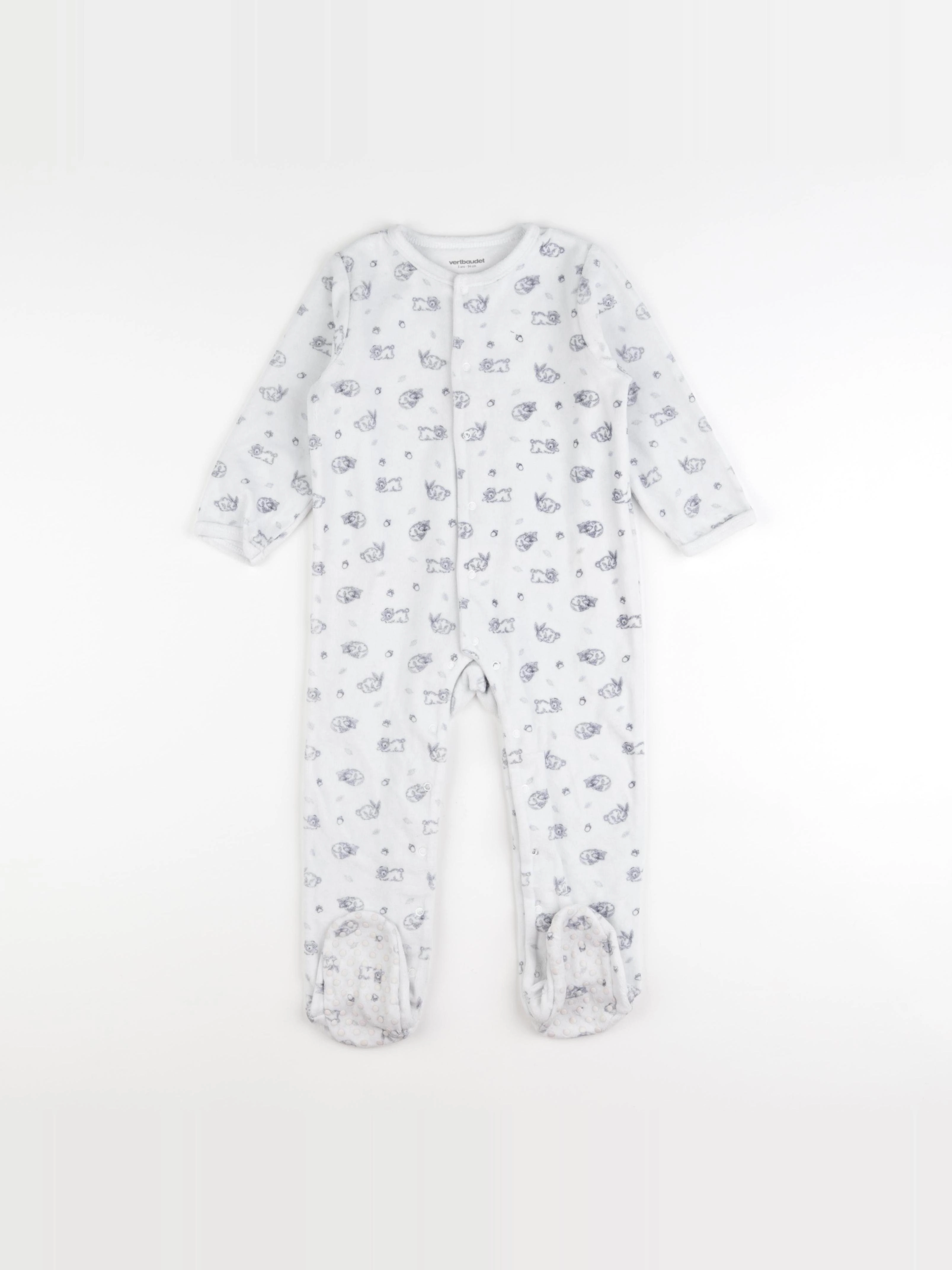 Vertbaudet - pyjama velours bleu, blanc - 3 ans