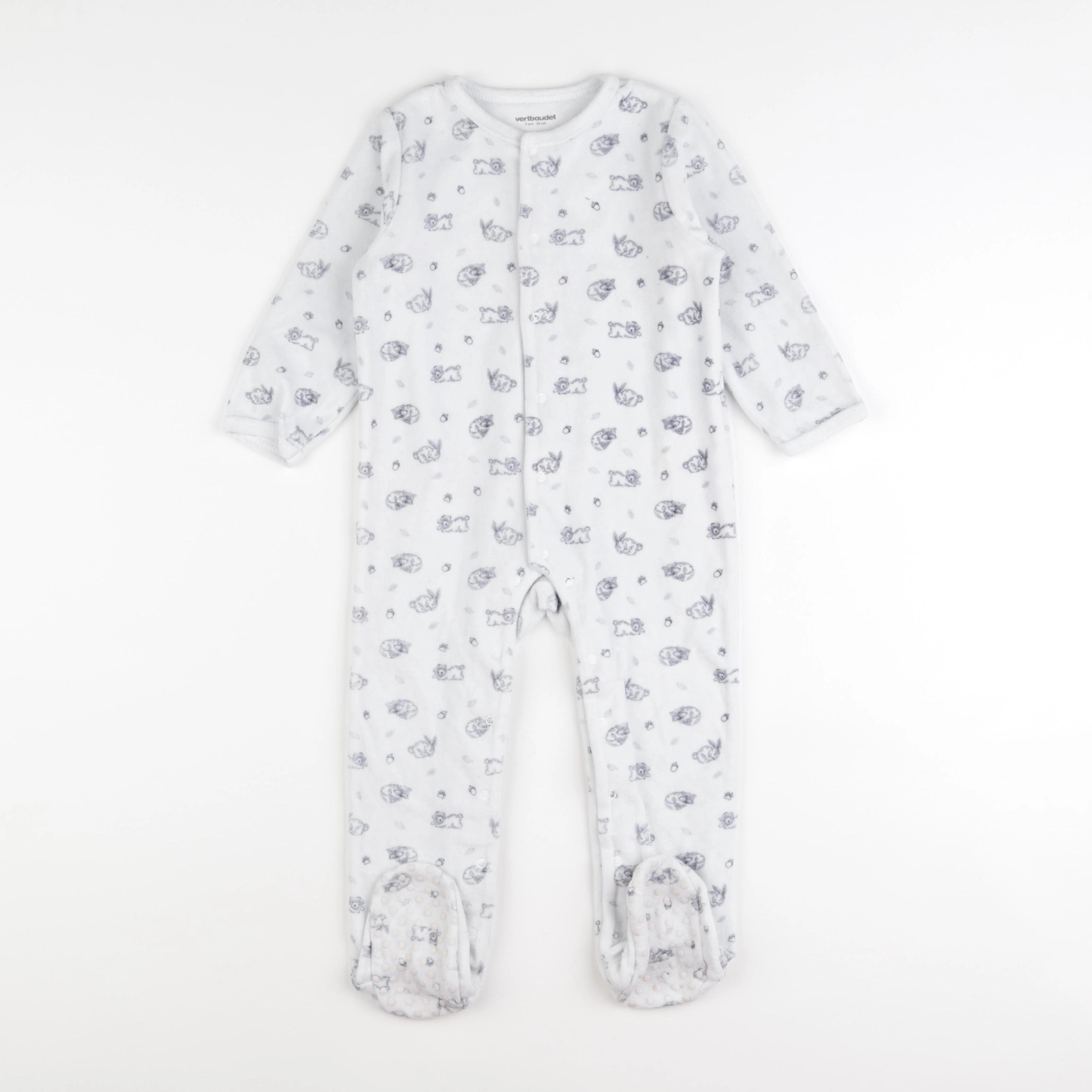 Vertbaudet - pyjama velours bleu, blanc - 3 ans