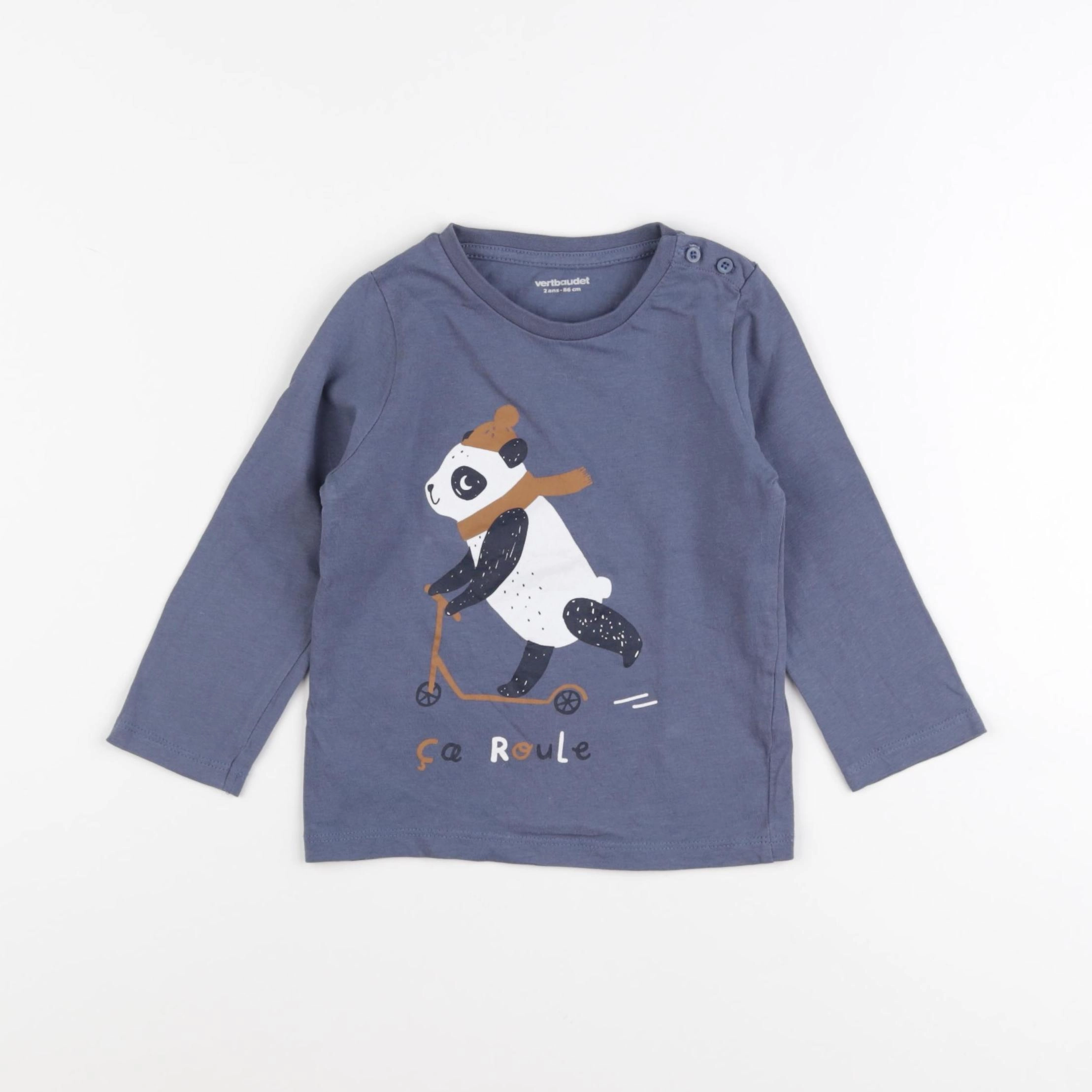 Vertbaudet - tee-shirt bleu - 2 ans