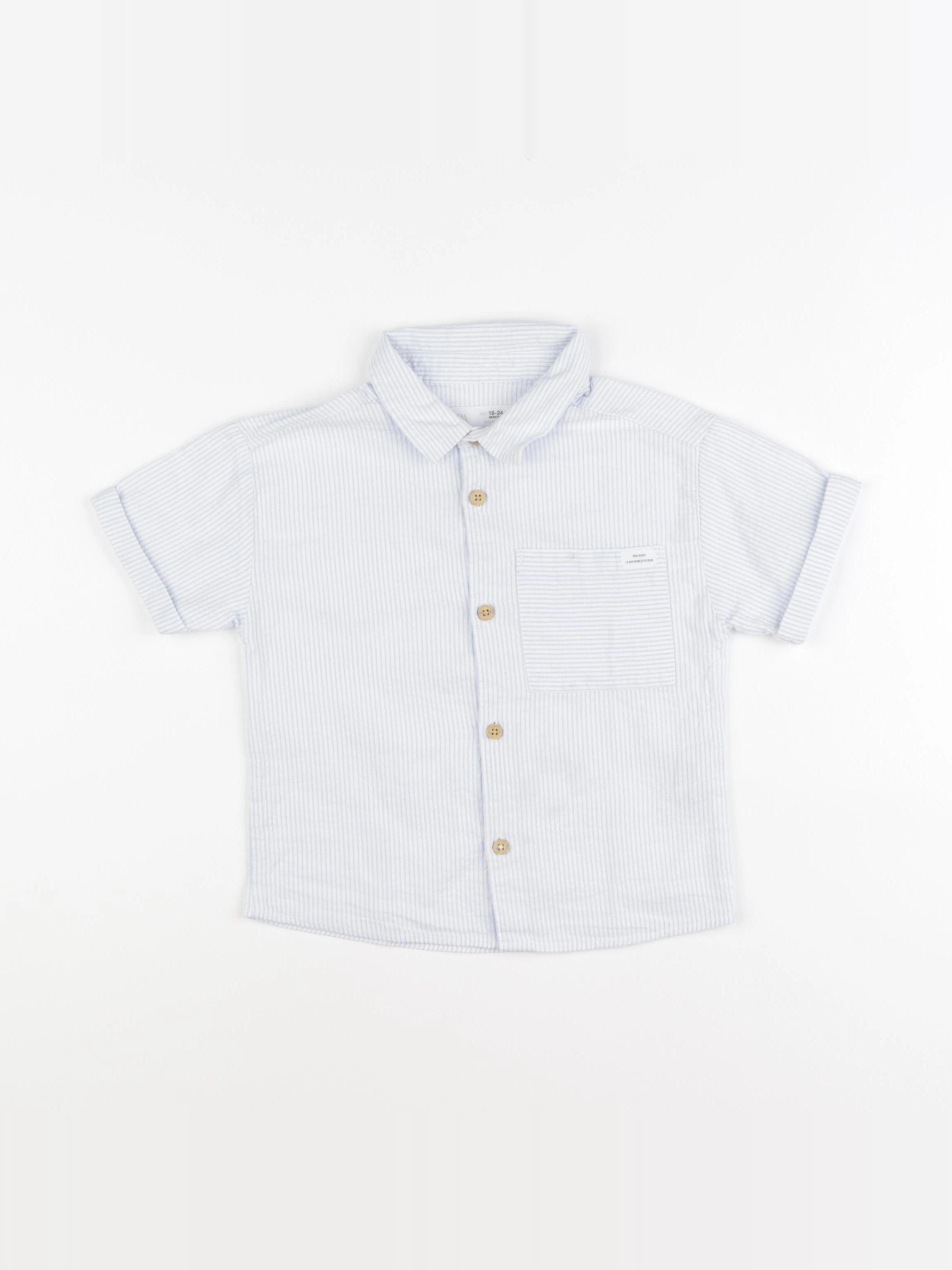 Zara - chemise bleu, blanc - 18/24 mois