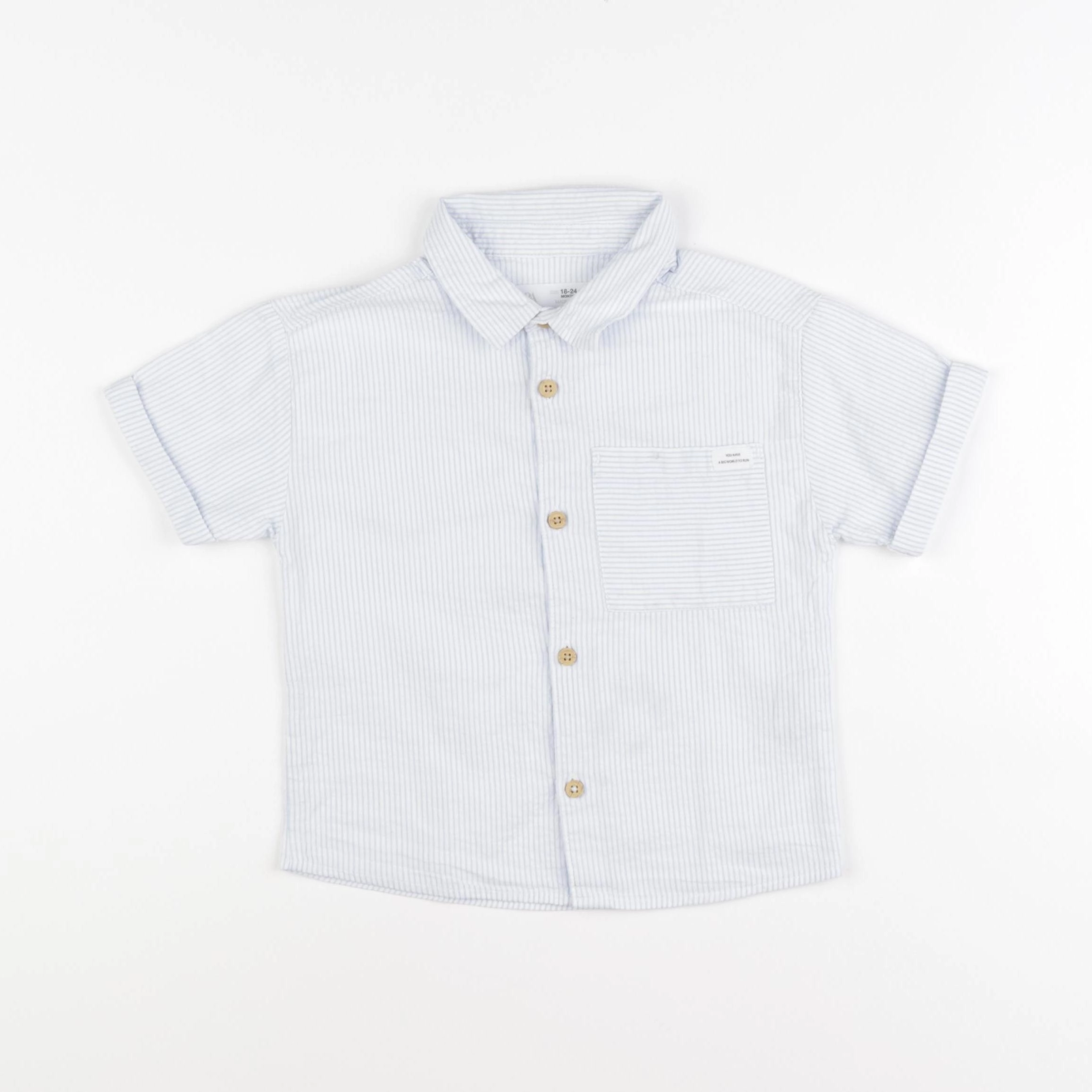 Zara - chemise bleu, blanc - 18/24 mois