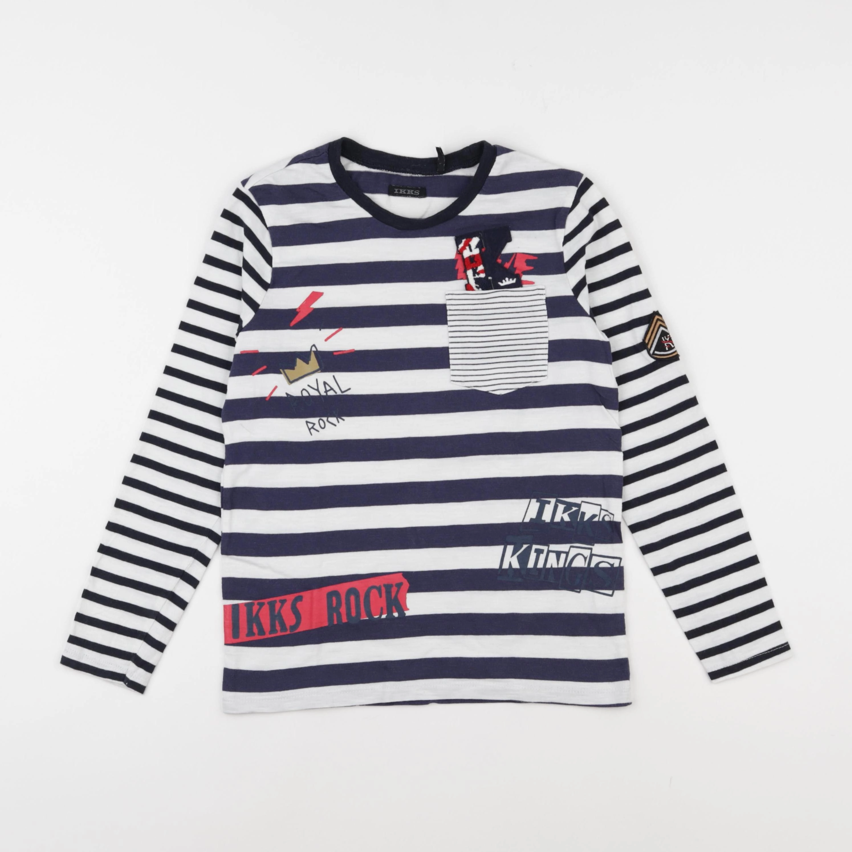 IKKS - tee-shirt blanc, bleu - 8 ans