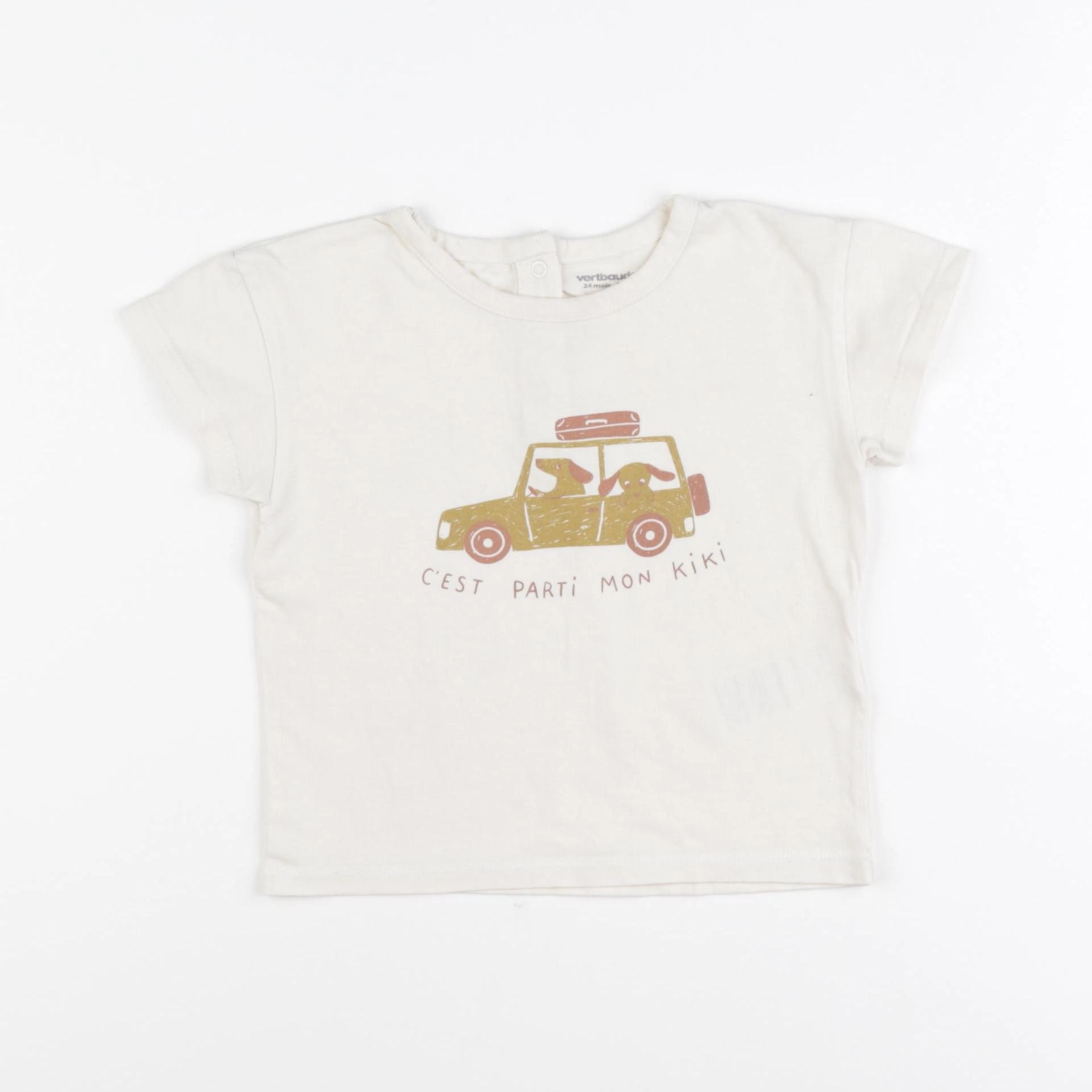 Vertbaudet - tee-shirt beige - 24 mois