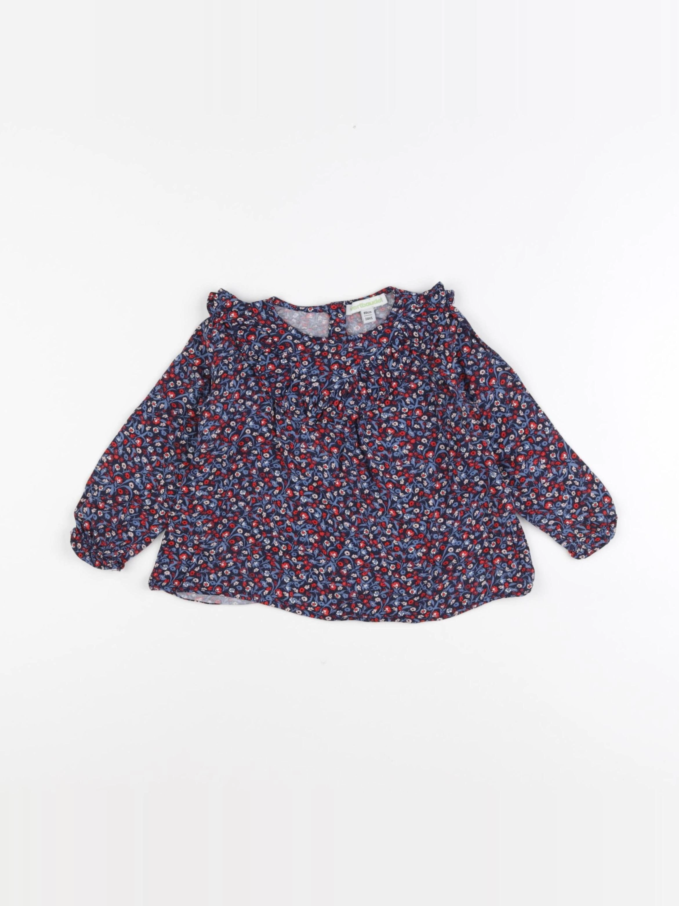 Vertbaudet - blouse bleu, rouge - 2 ans