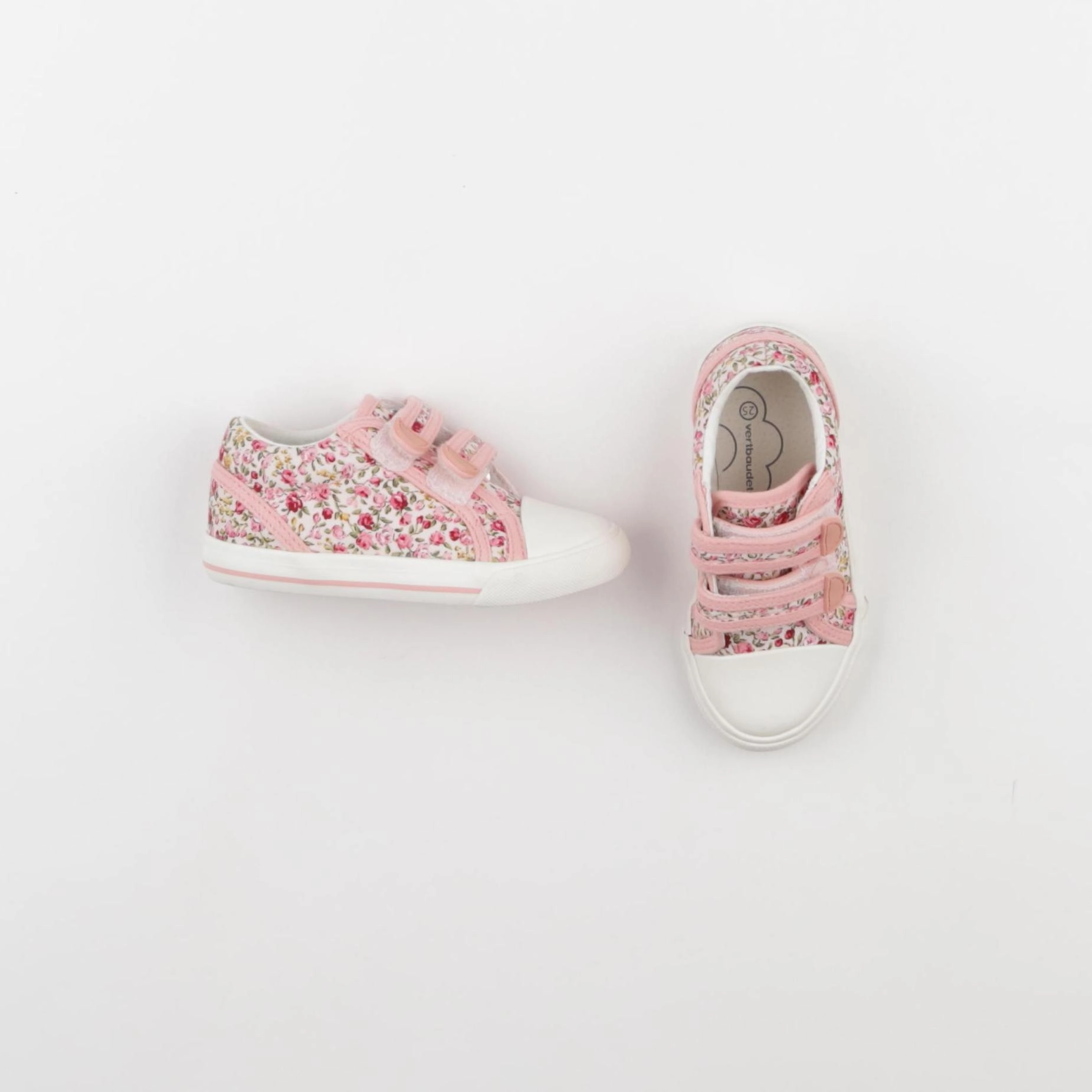 Vertbaudet - tennis à scratch/ lacets rose - pointure 25