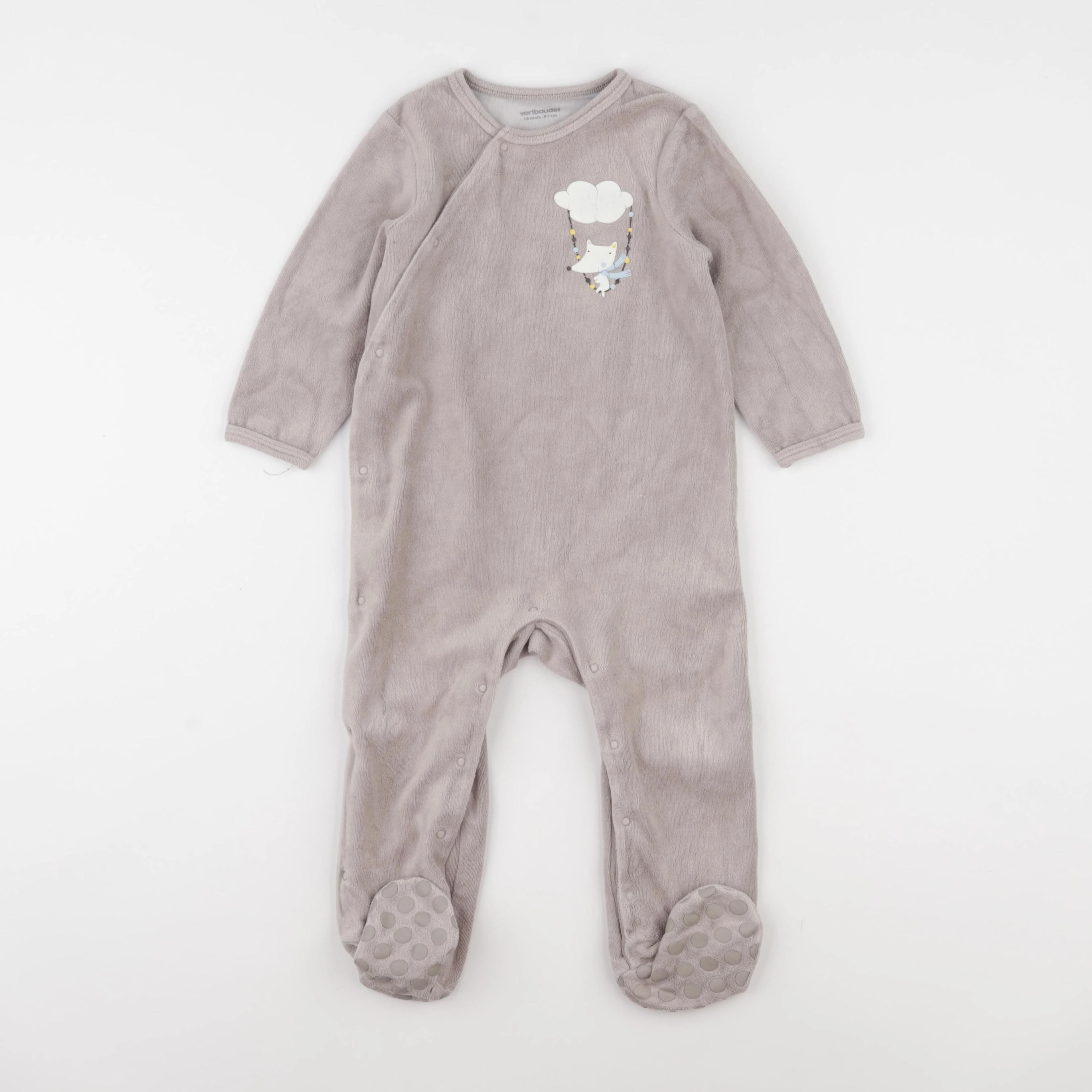 Vertbaudet - pyjama velours gris - 18 mois