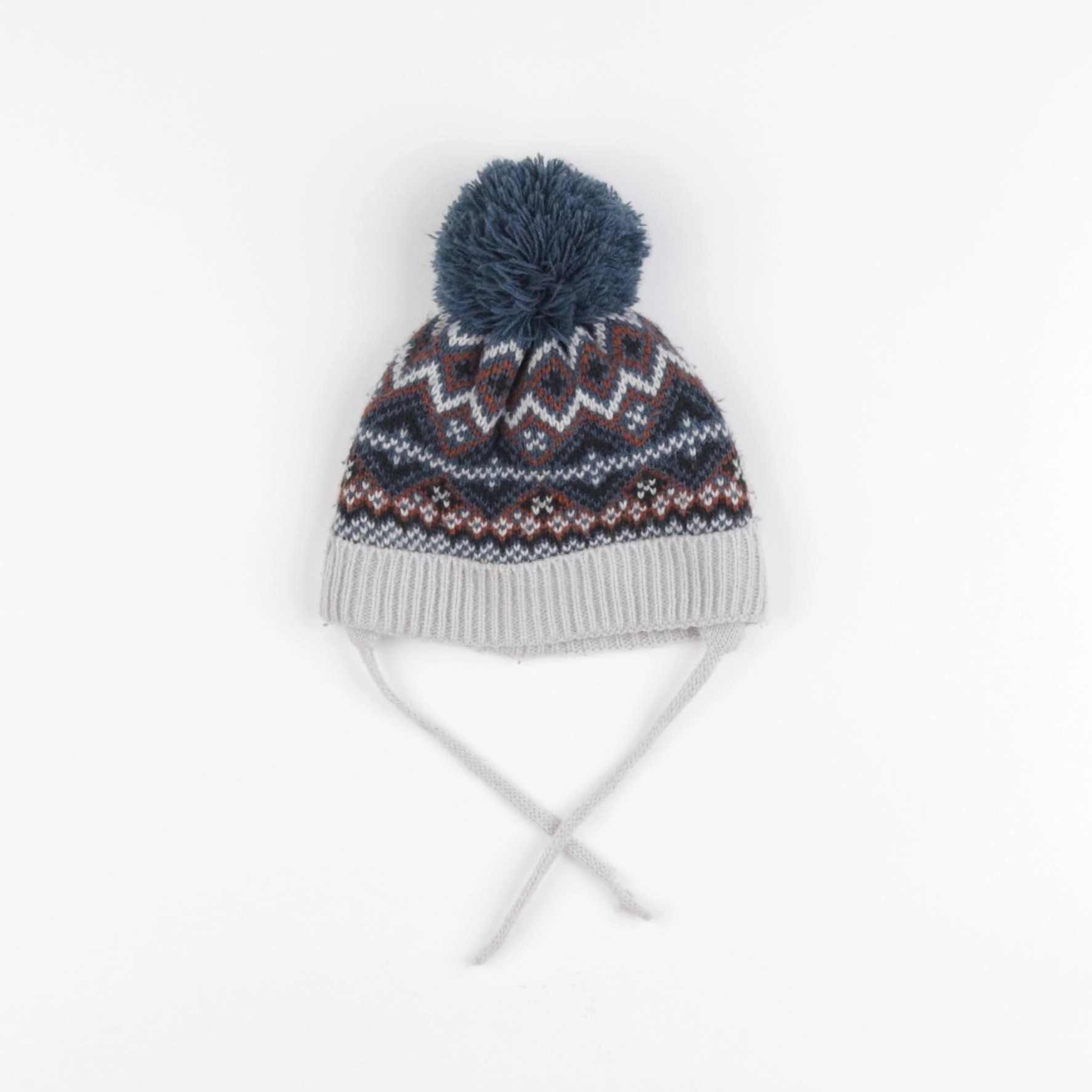 Vertbaudet - bonnet bleu, gris - 3/6 mois