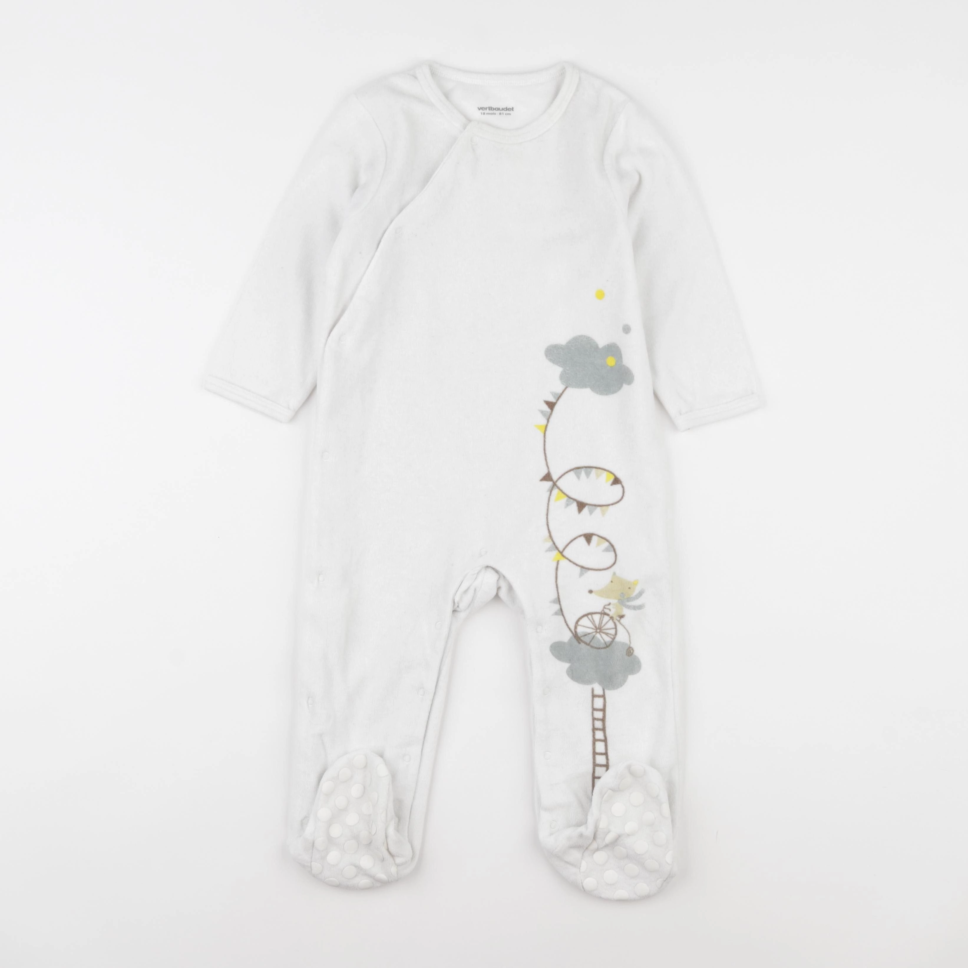 Vertbaudet - pyjama velours blanc - 18 mois