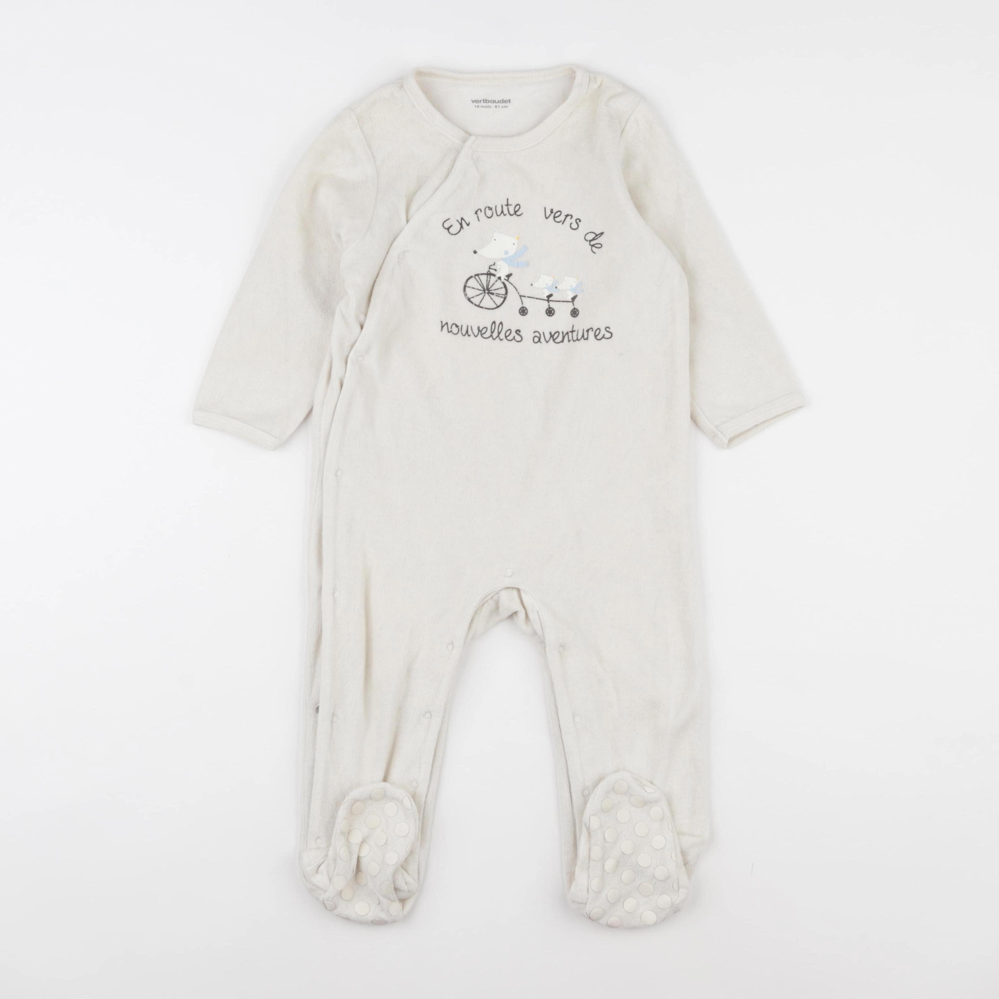 Vertbaudet - pyjama velours beige - 18 mois