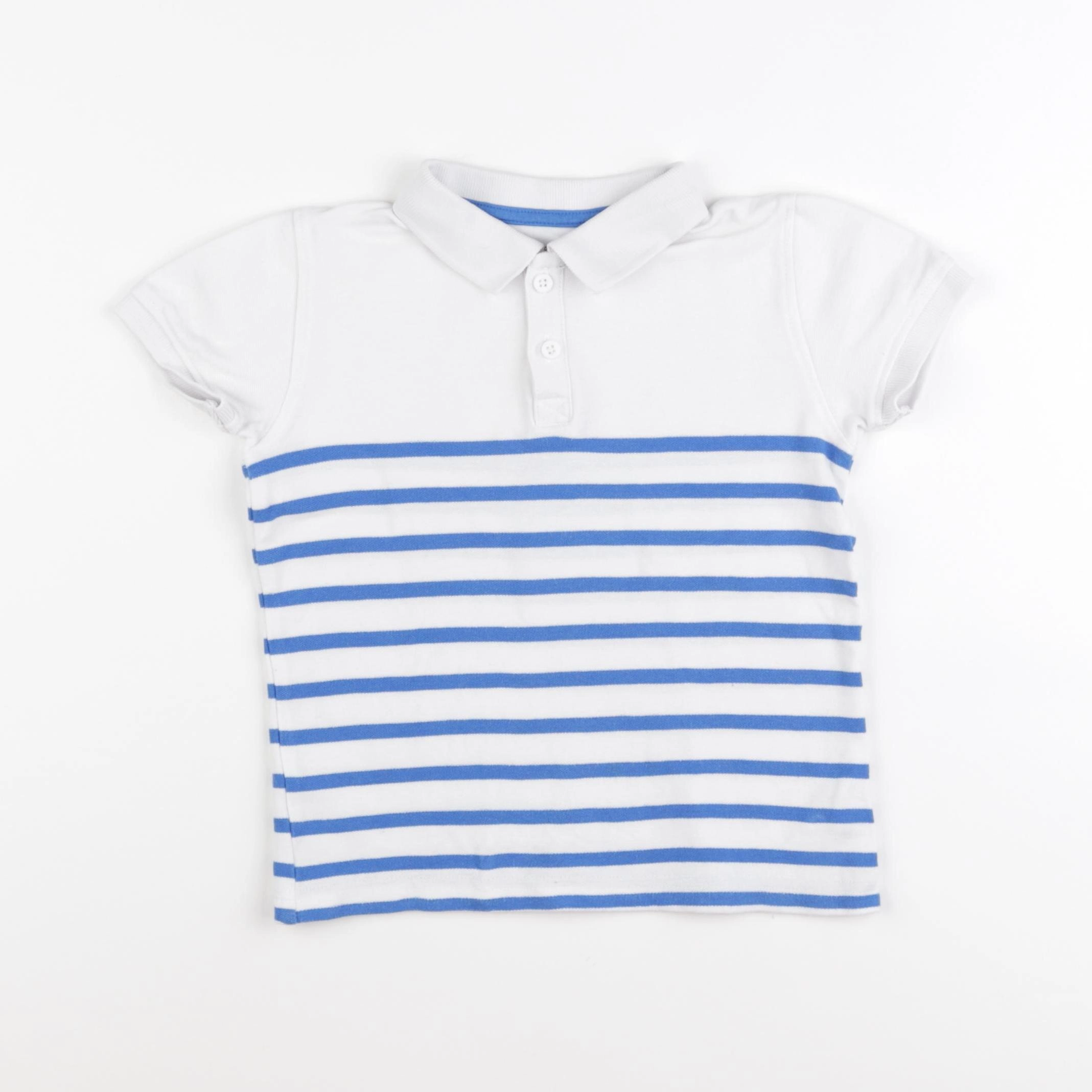 Vertbaudet - polo bleu, blanc - 5 ans