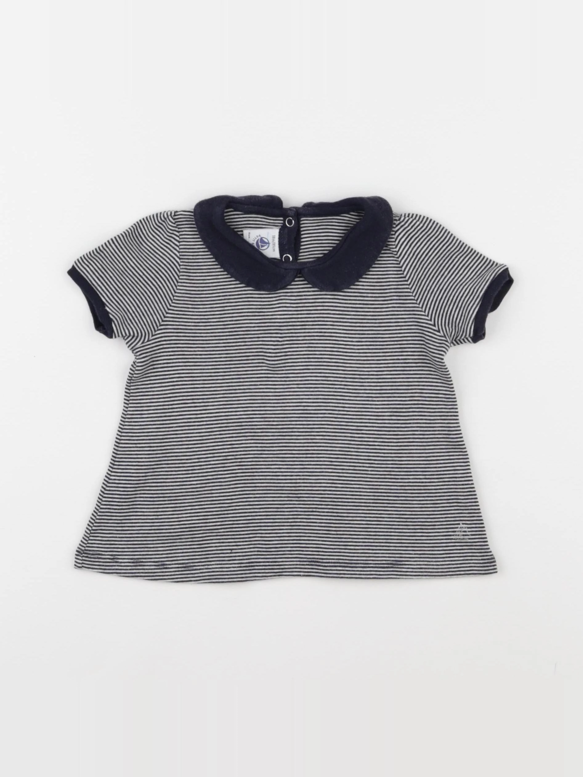 Petit Bateau - tee-shirt bleu, blanc - 18 mois