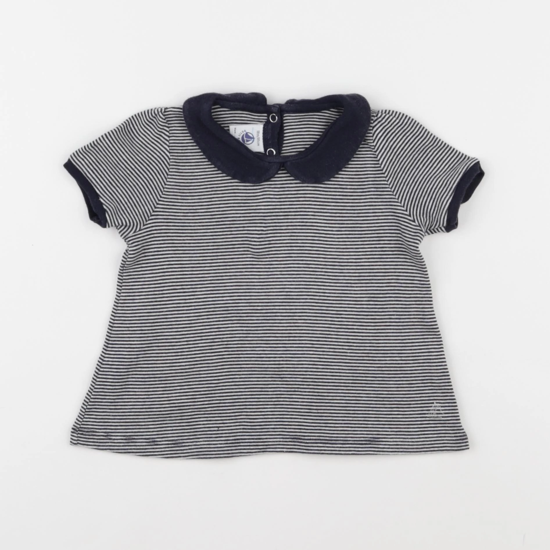 Petit Bateau - tee-shirt bleu, blanc - 18 mois
