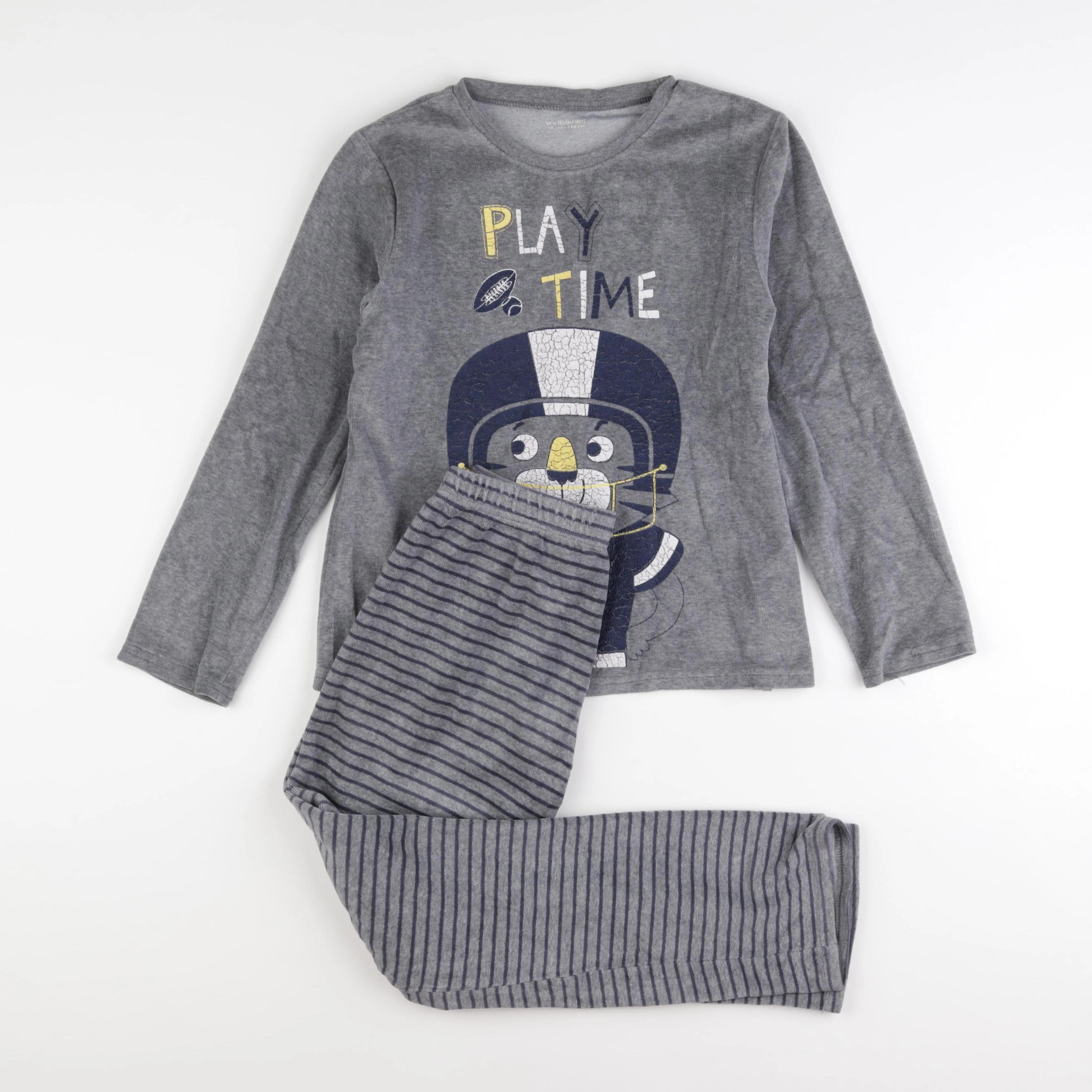 Vertbaudet - pyjama velours gris - 10 ans