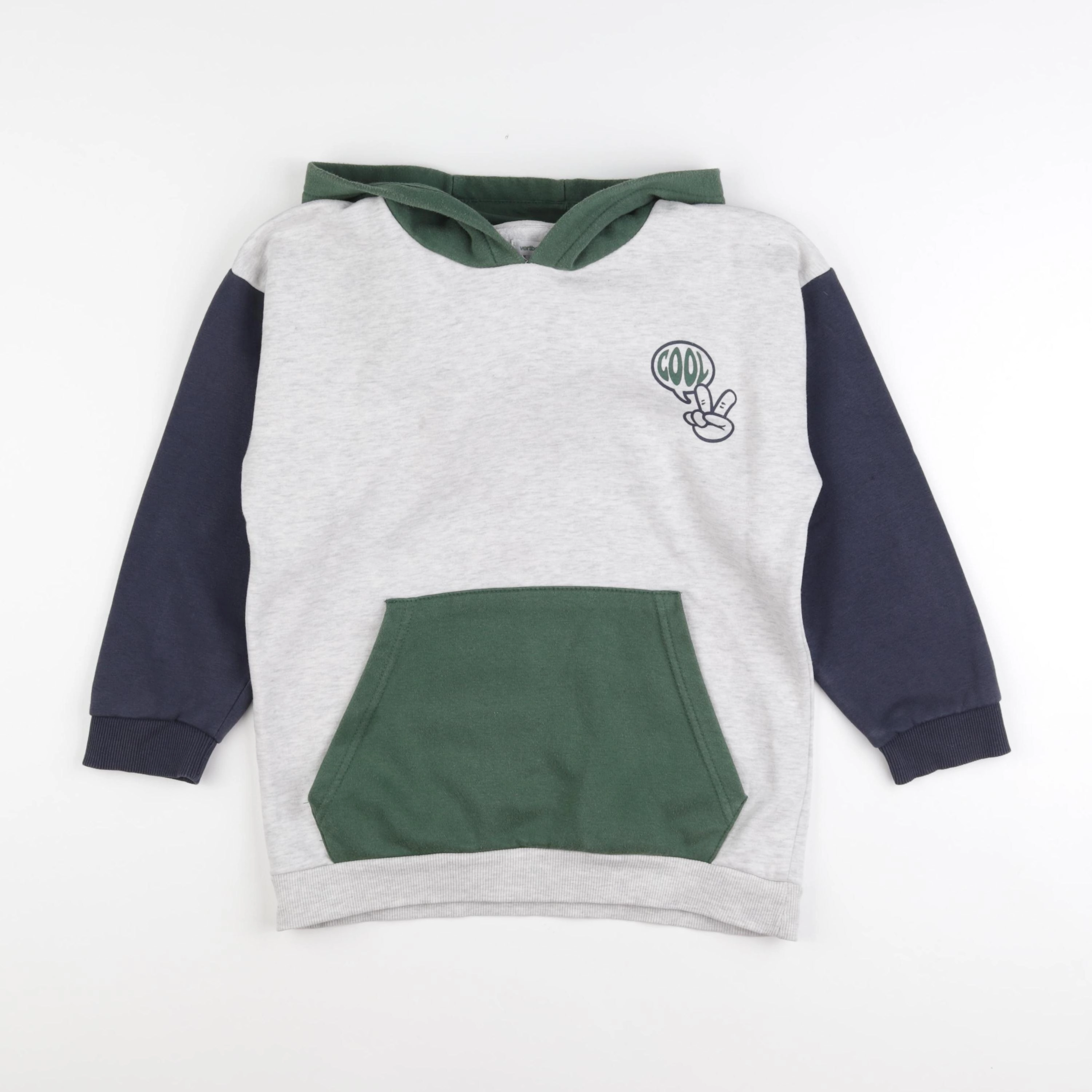 Vertbaudet - sweat gris, bleu, vert - 10 ans