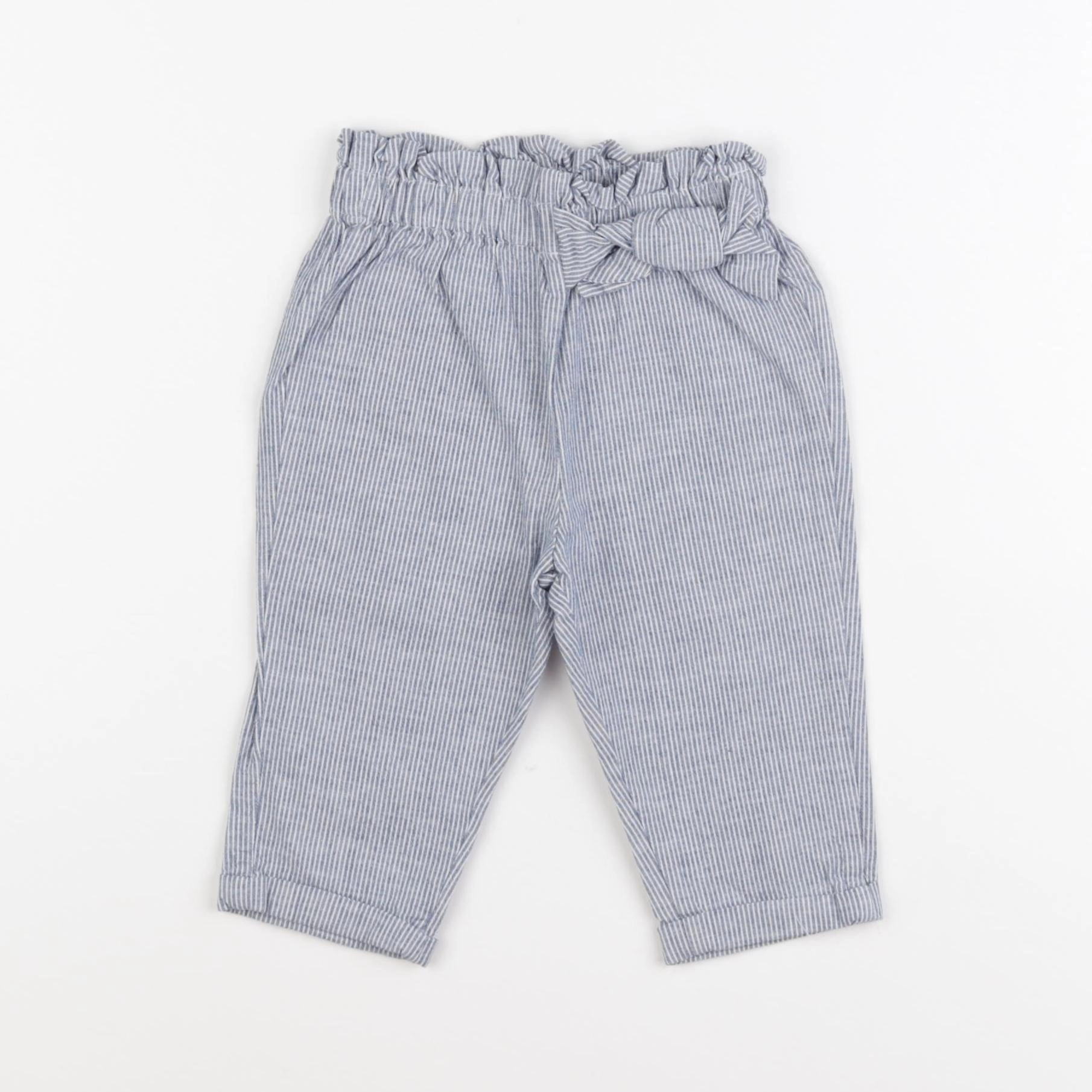 Vertbaudet - pantalon bleu, blanc - 12 mois